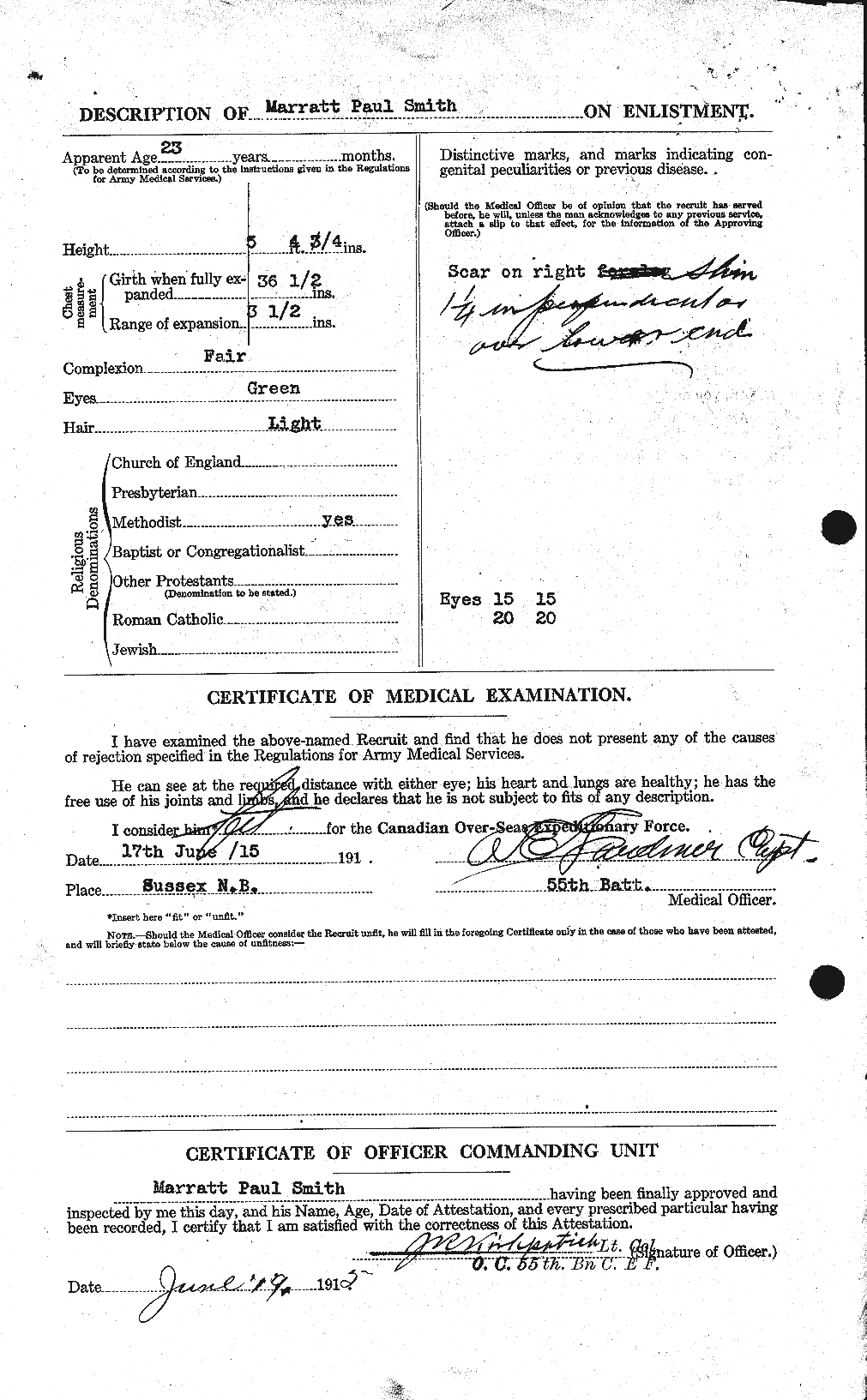 Dossiers du Personnel de la Première Guerre mondiale - CEC 104780b