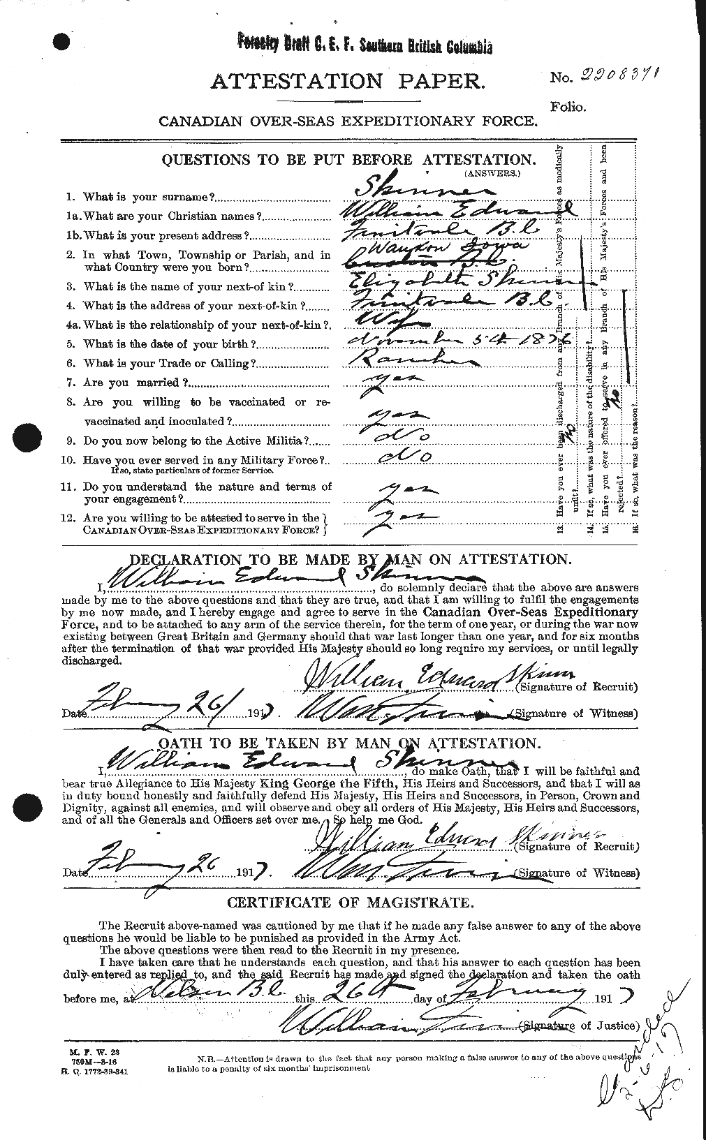 Personnel Records of the First World War - CEF 105320a
