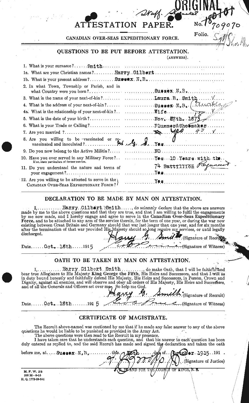 Personnel Records of the First World War - CEF 105577a