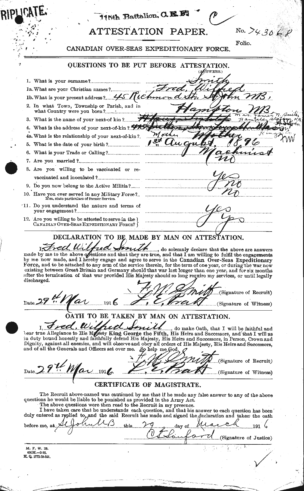 Personnel Records of the First World War - CEF 105798a