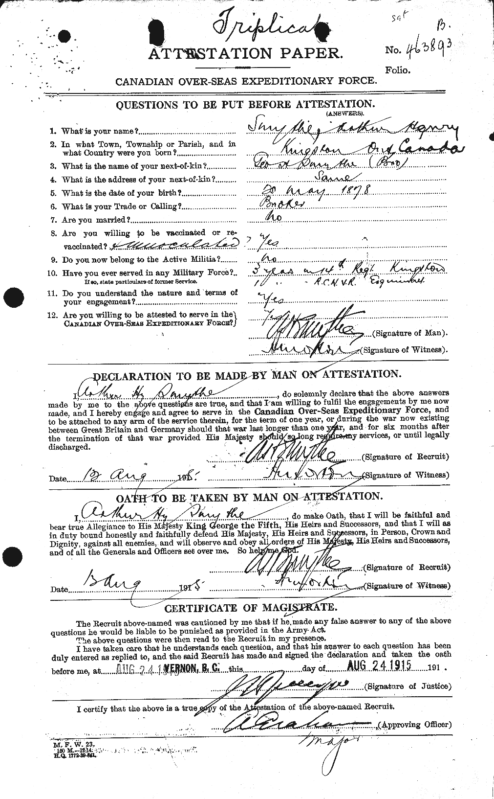 Personnel Records of the First World War - CEF 105871a