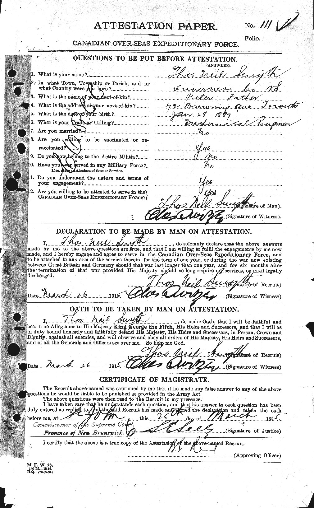 Personnel Records of the First World War - CEF 106058a