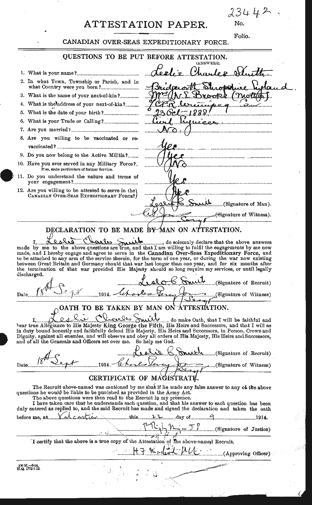 Personnel Records of the First World War - CEF 106136a