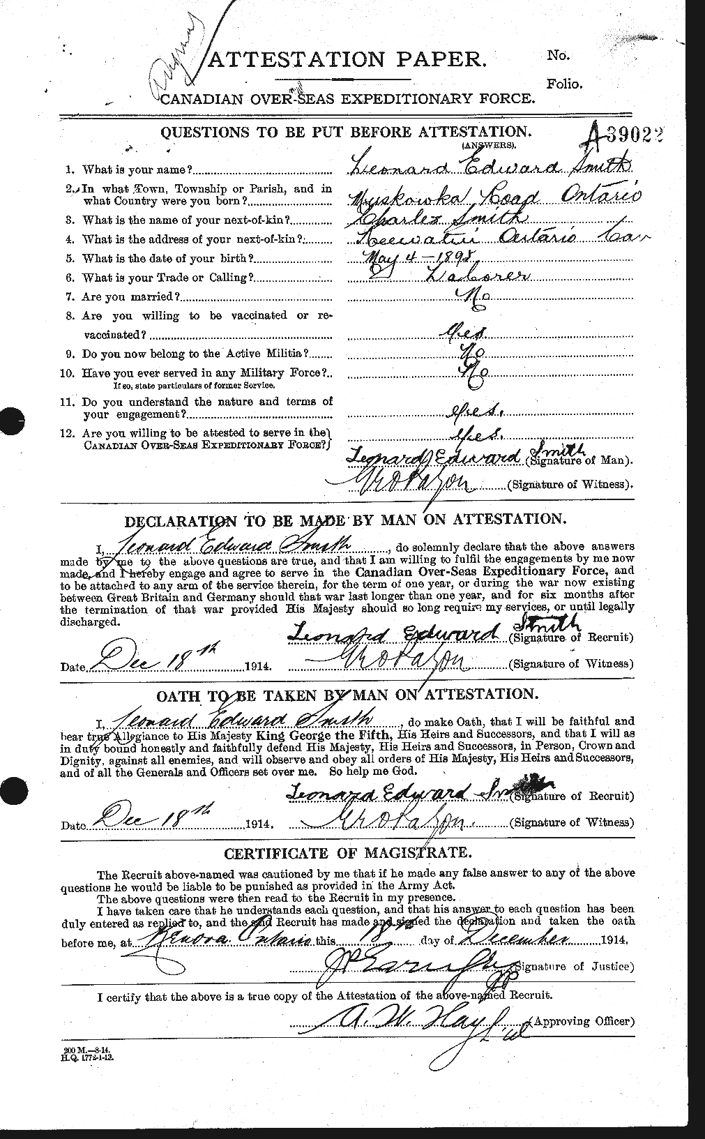 Personnel Records of the First World War - CEF 106280a