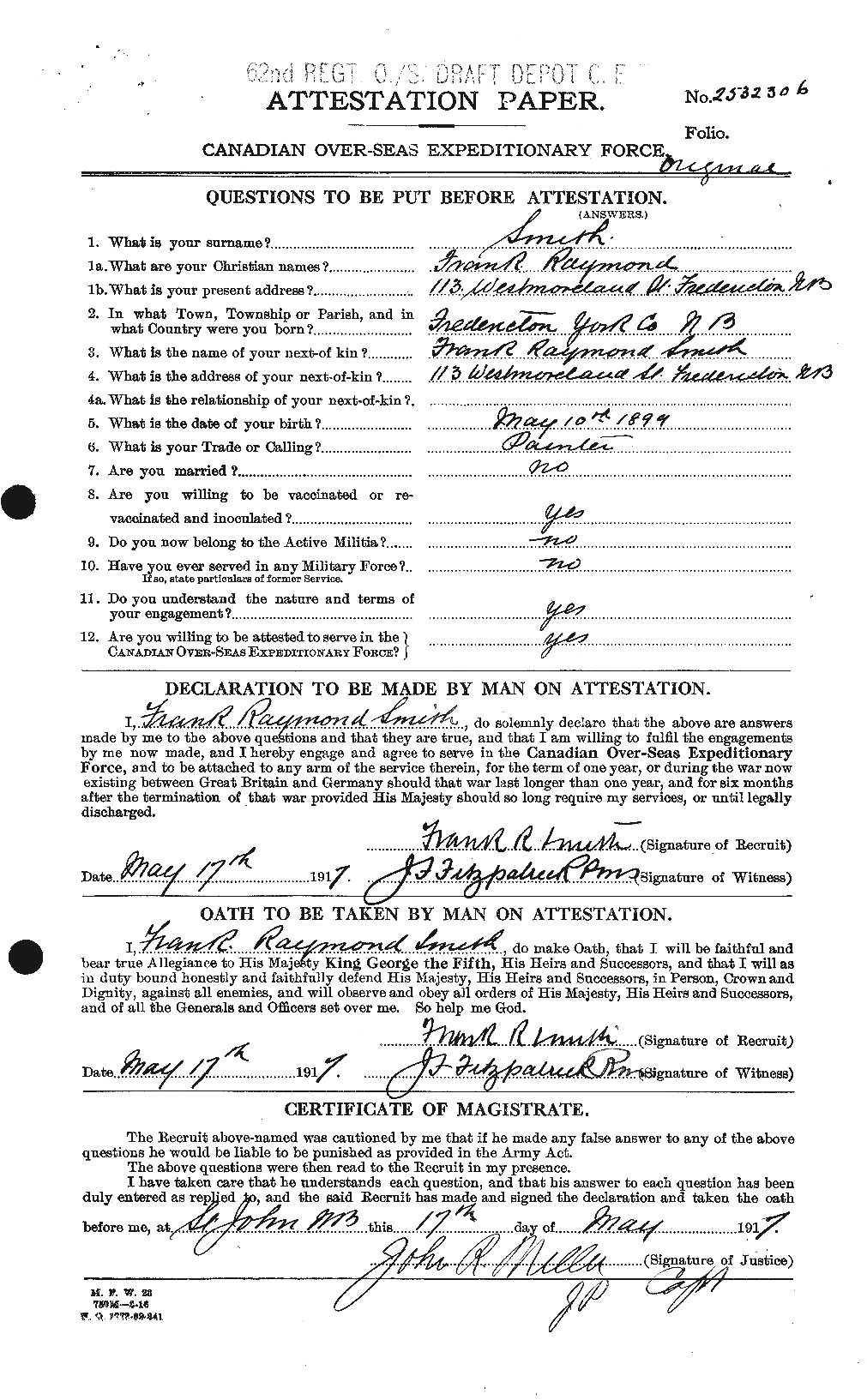 Personnel Records of the First World War - CEF 106571a