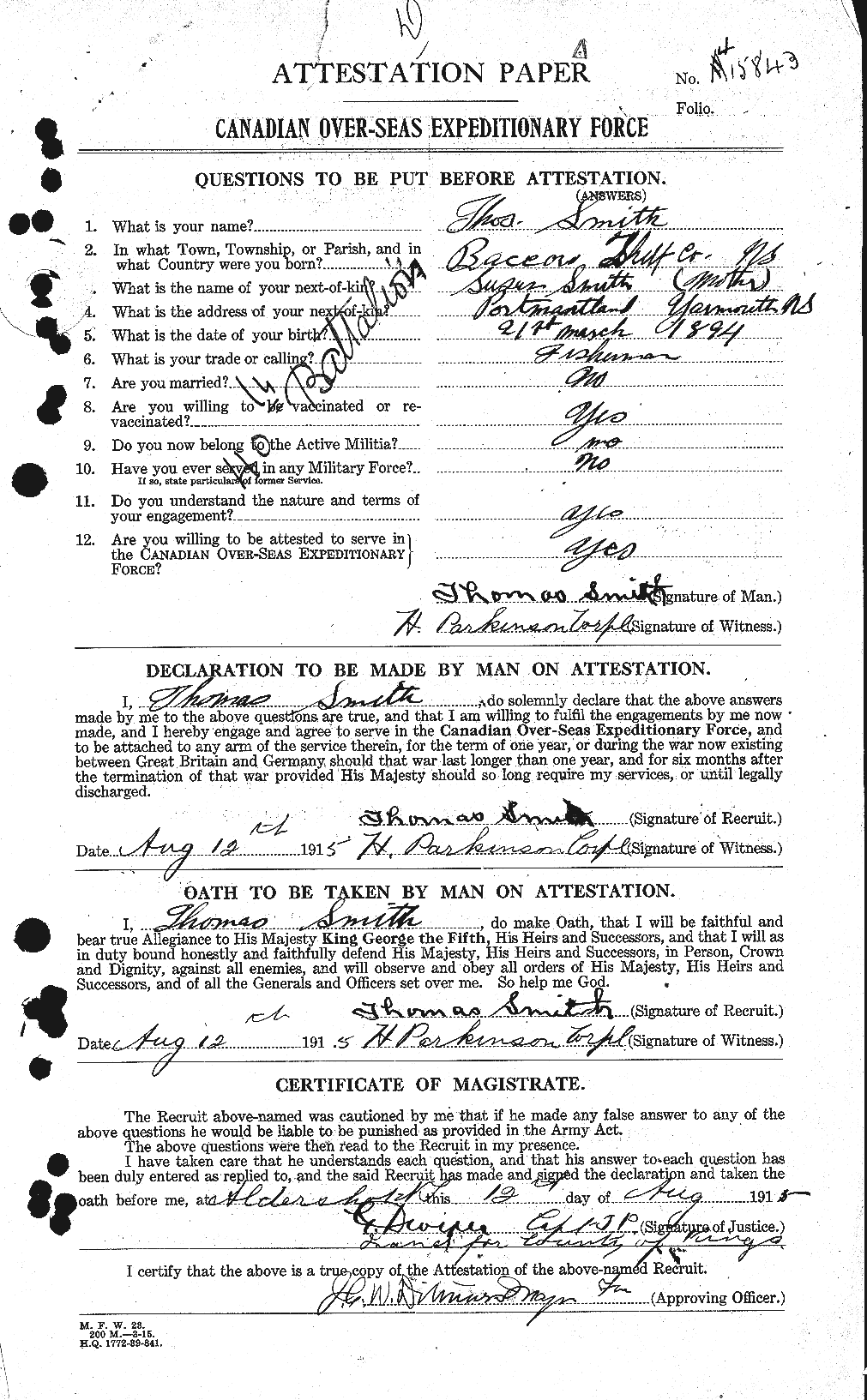Personnel Records of the First World War - CEF 106676a