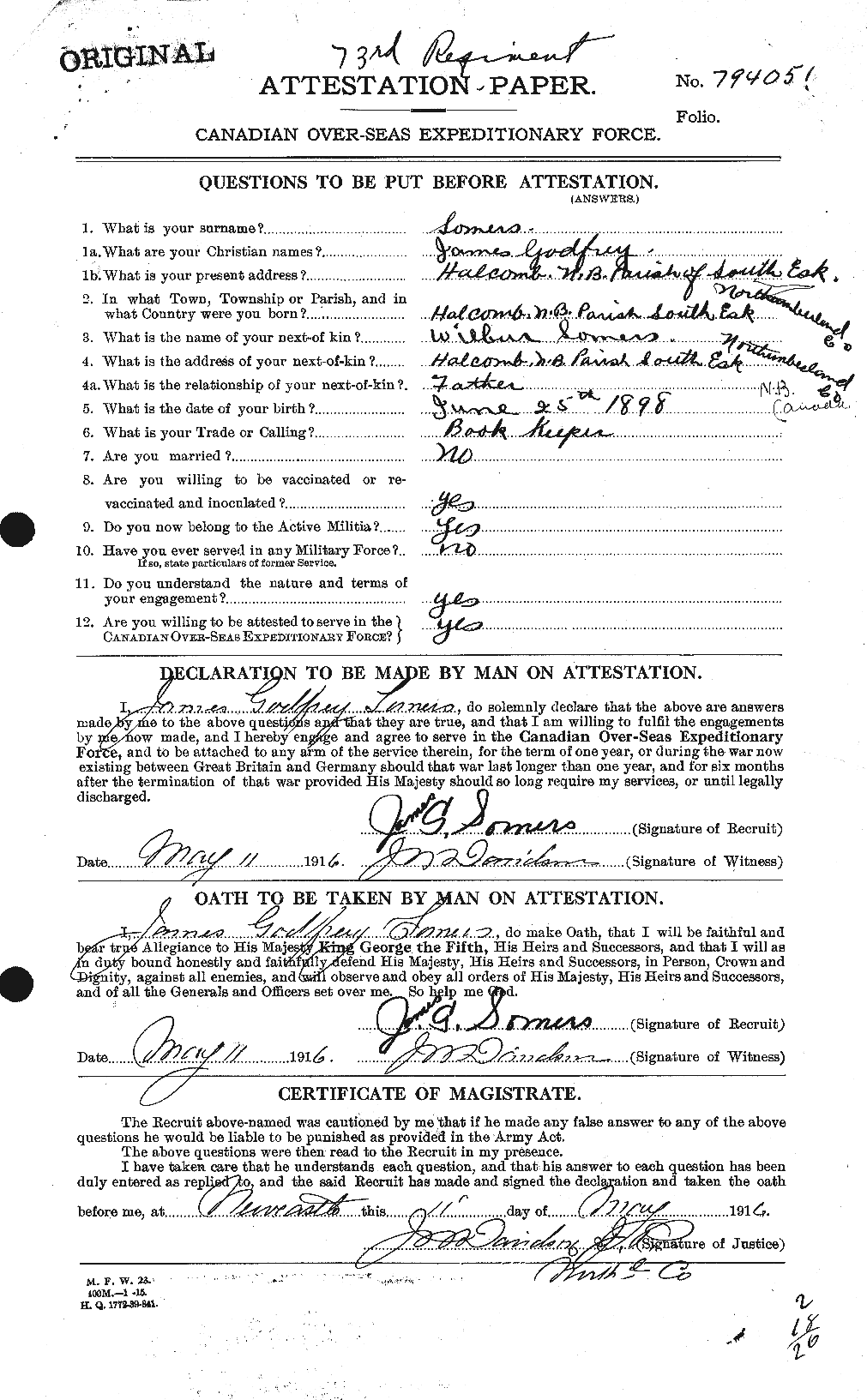 Personnel Records of the First World War - CEF 107147a