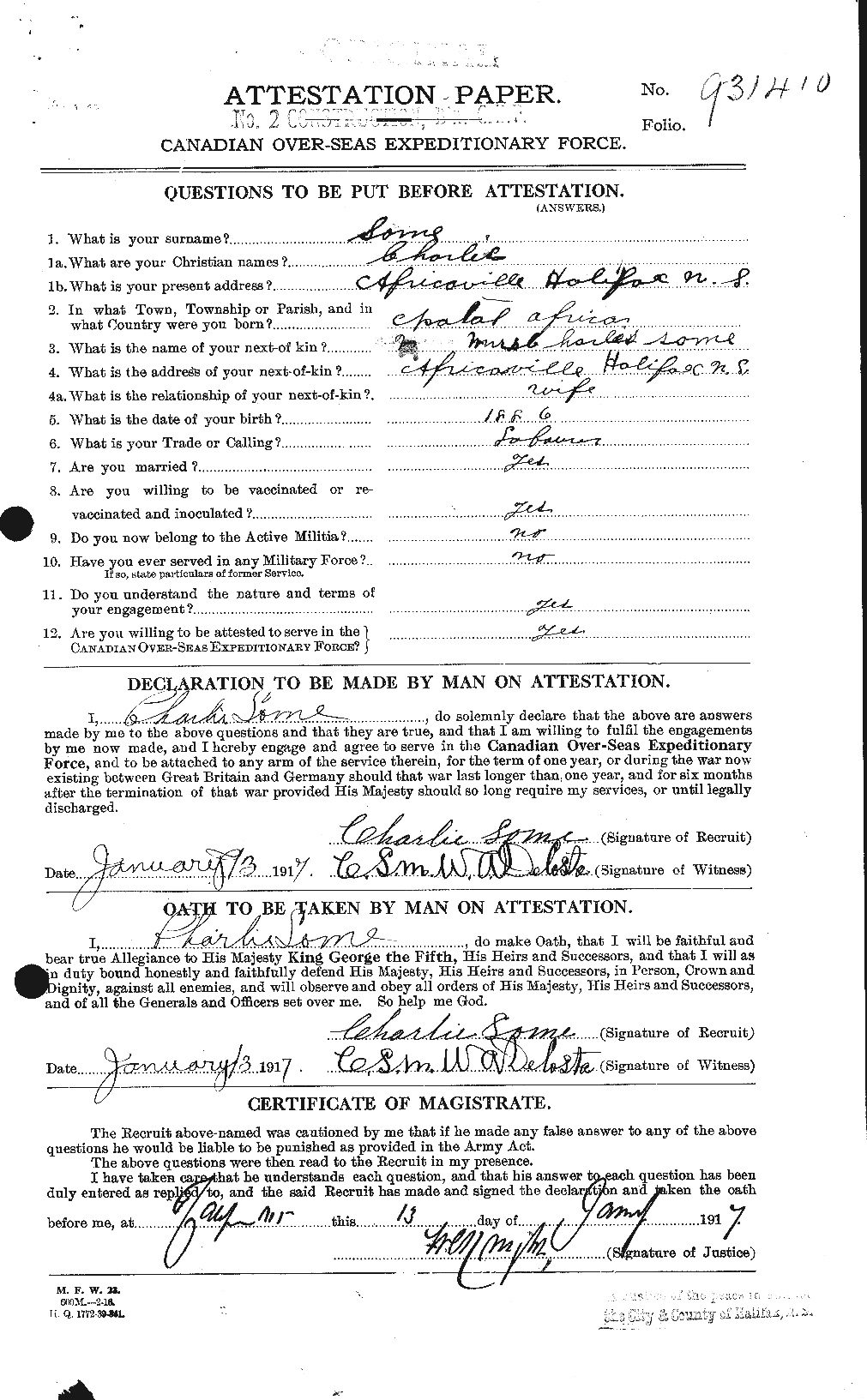 Personnel Records of the First World War - CEF 107188a