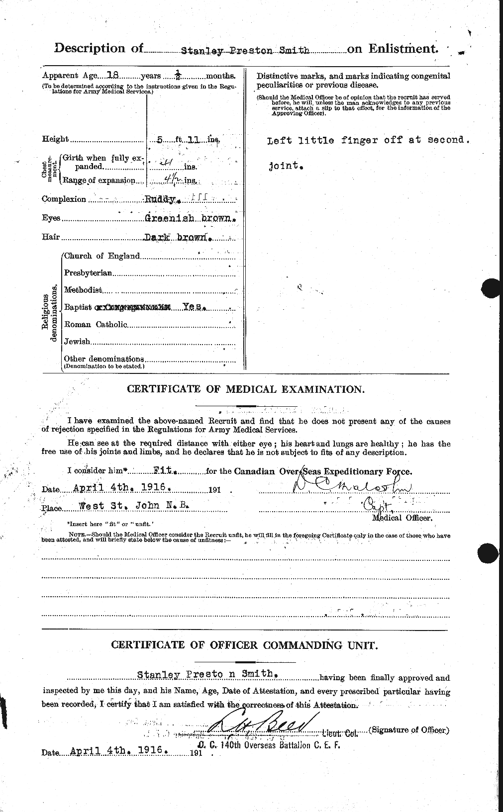 Dossiers du Personnel de la Première Guerre mondiale - CEC 107380b