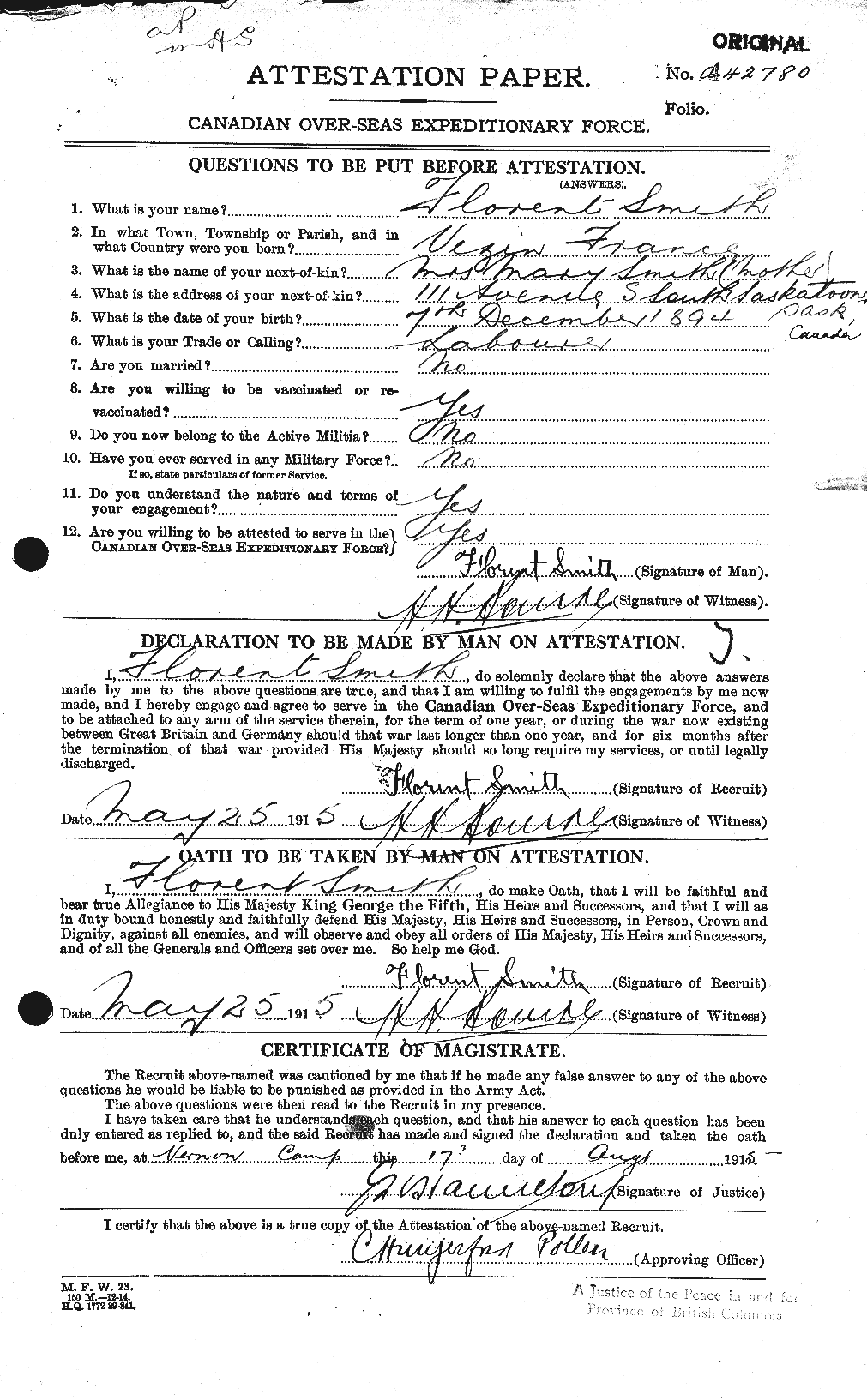 Personnel Records of the First World War - CEF 107435a