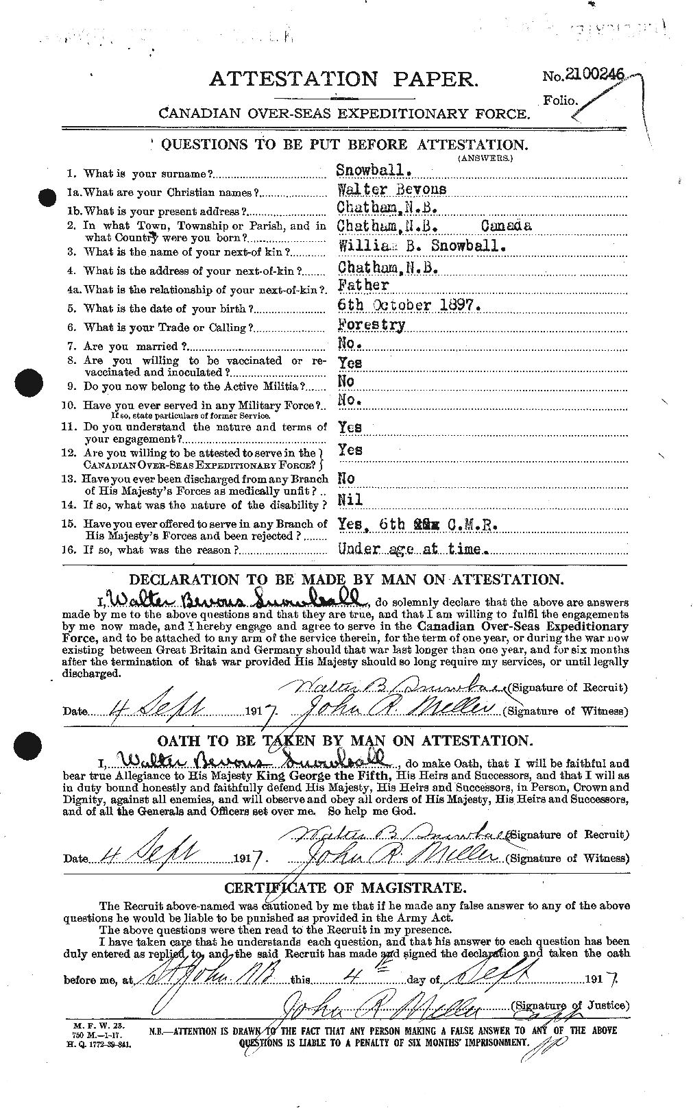 Personnel Records of the First World War - CEF 108508a