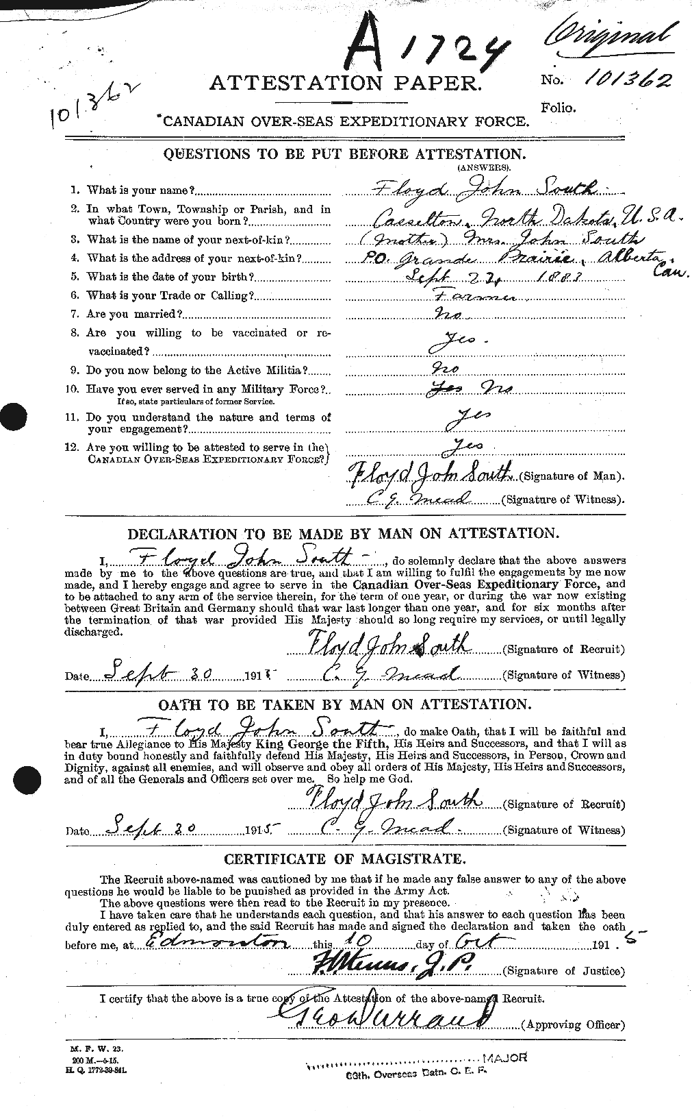 Personnel Records of the First World War - CEF 108861a