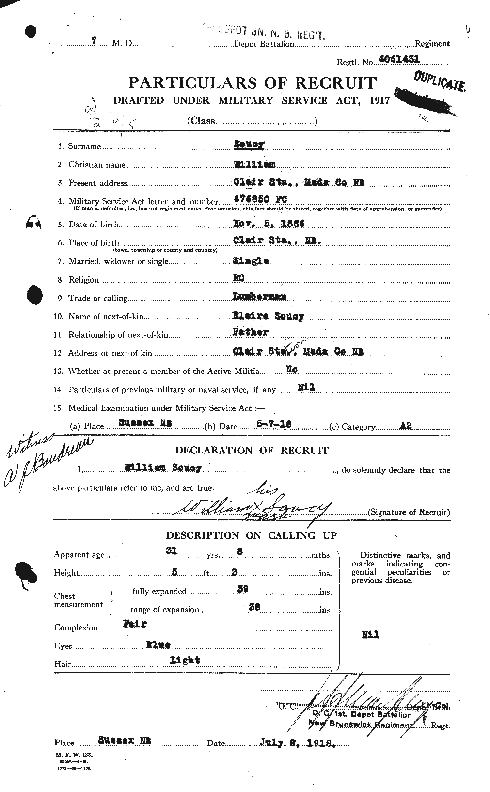 Personnel Records of the First World War - CEF 109213a