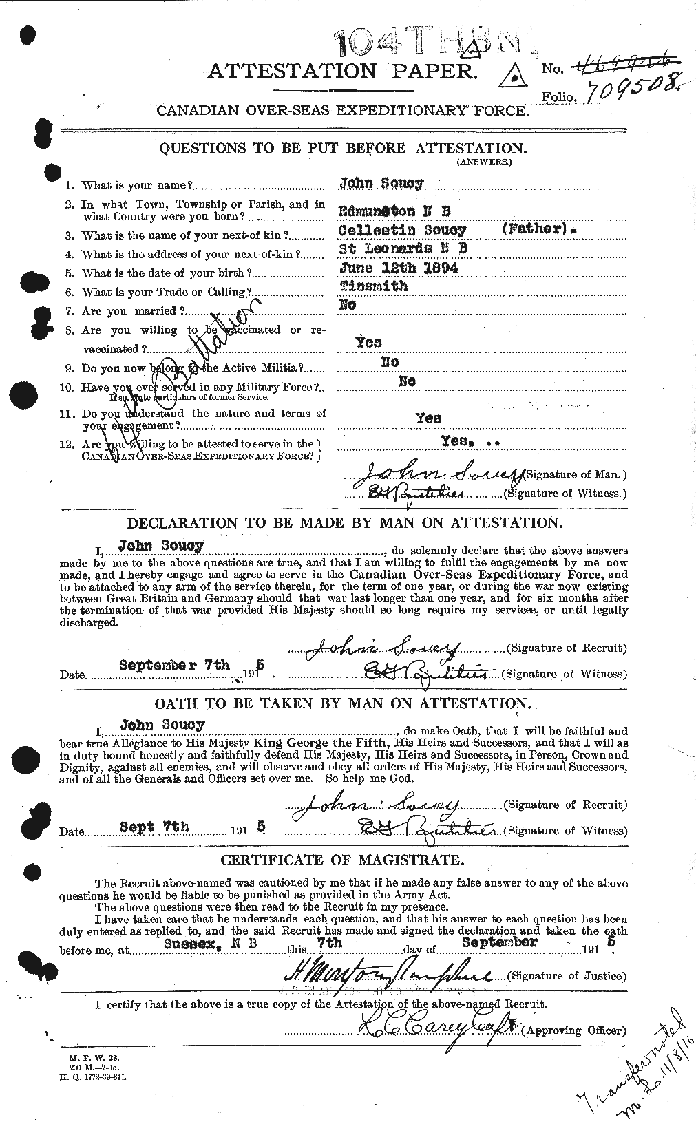 Personnel Records of the First World War - CEF 109232a