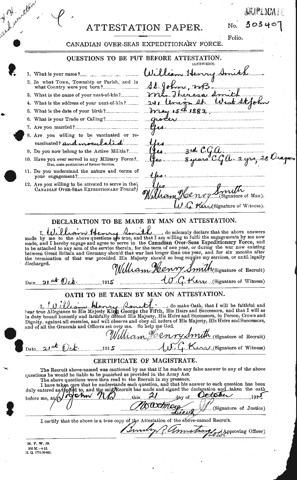 Personnel Records of the First World War - CEF 109275a