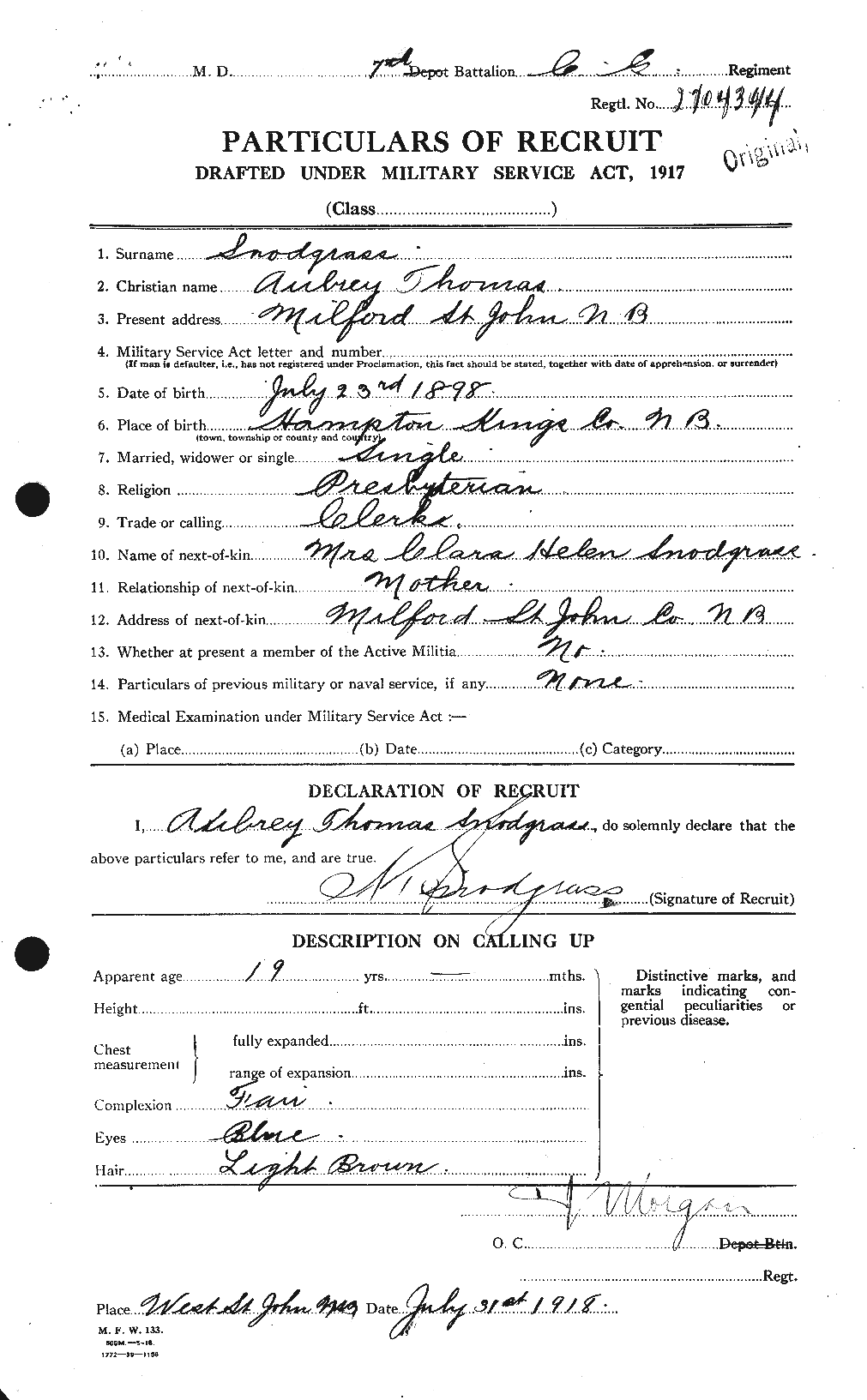 Personnel Records of the First World War - CEF 109440a