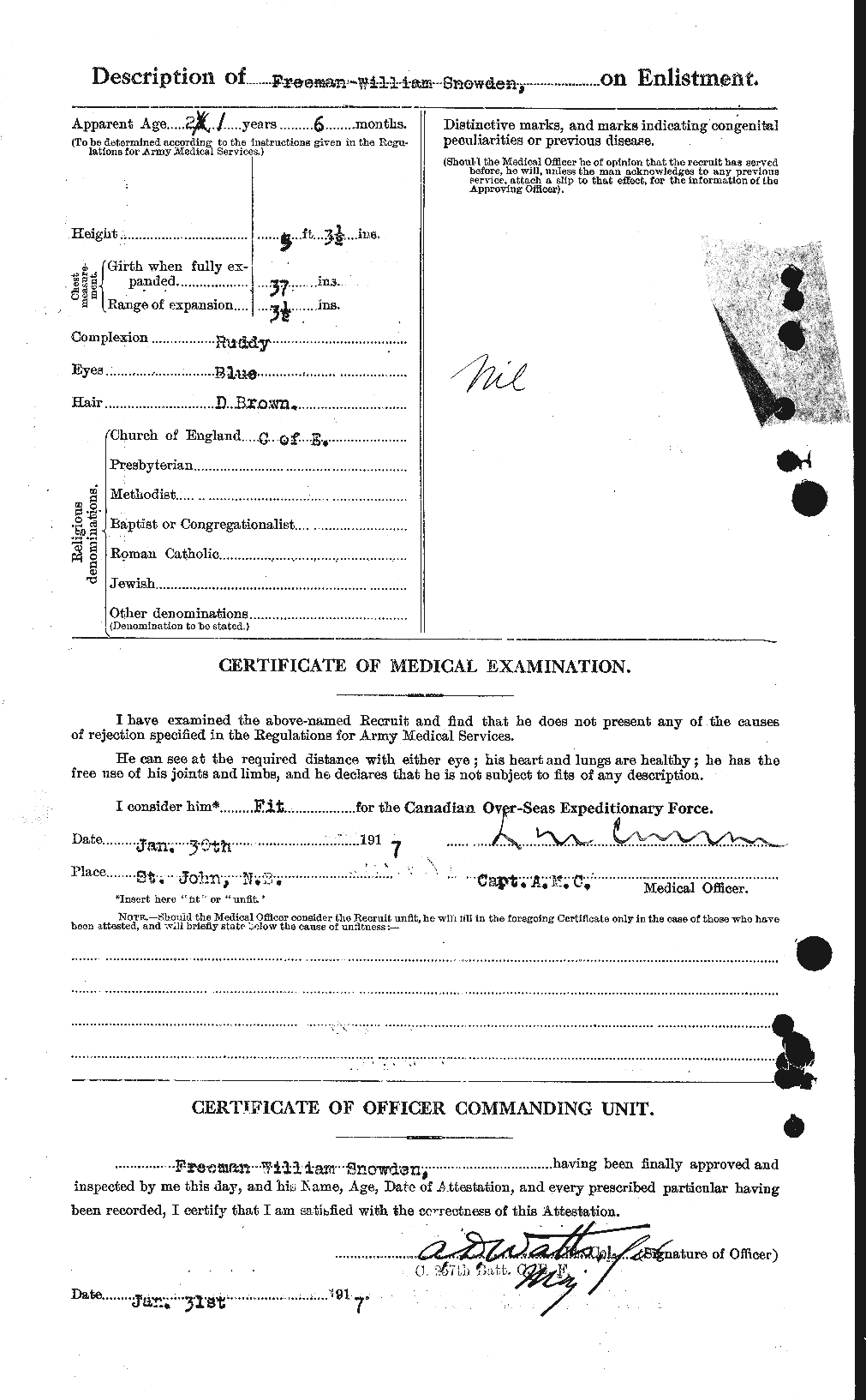 Dossiers du Personnel de la Première Guerre mondiale - CEC 109491b