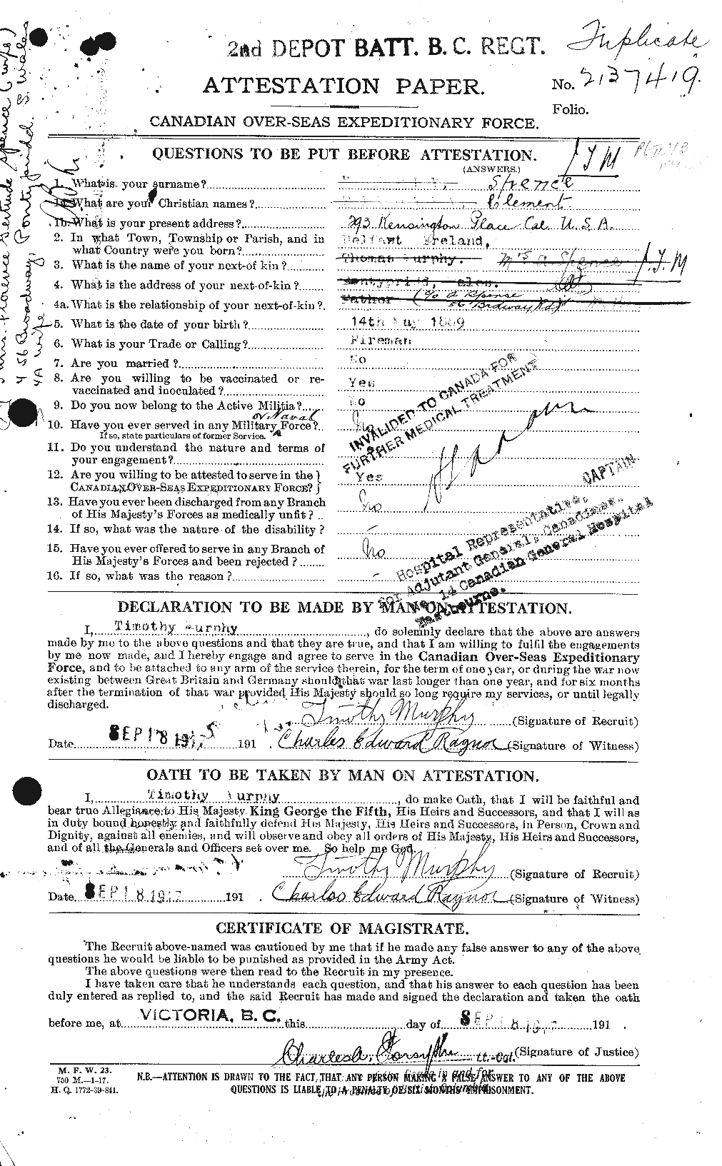 Personnel Records of the First World War - CEF 109559a
