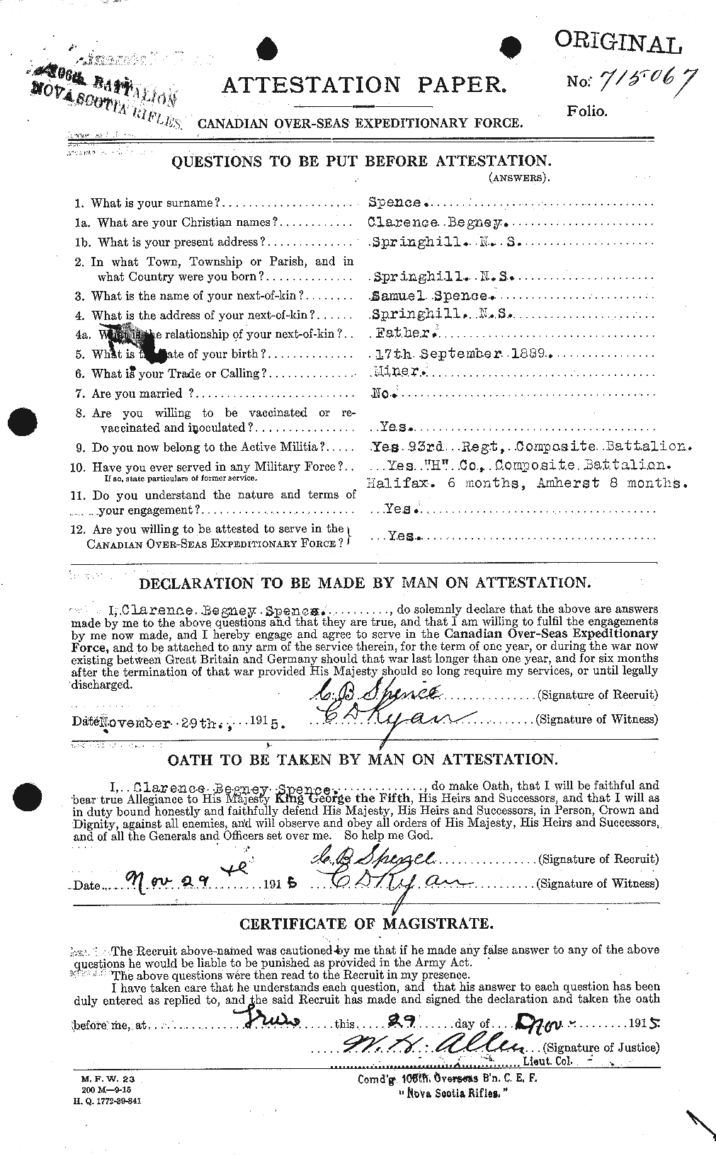 Personnel Records of the First World War - CEF 109564a
