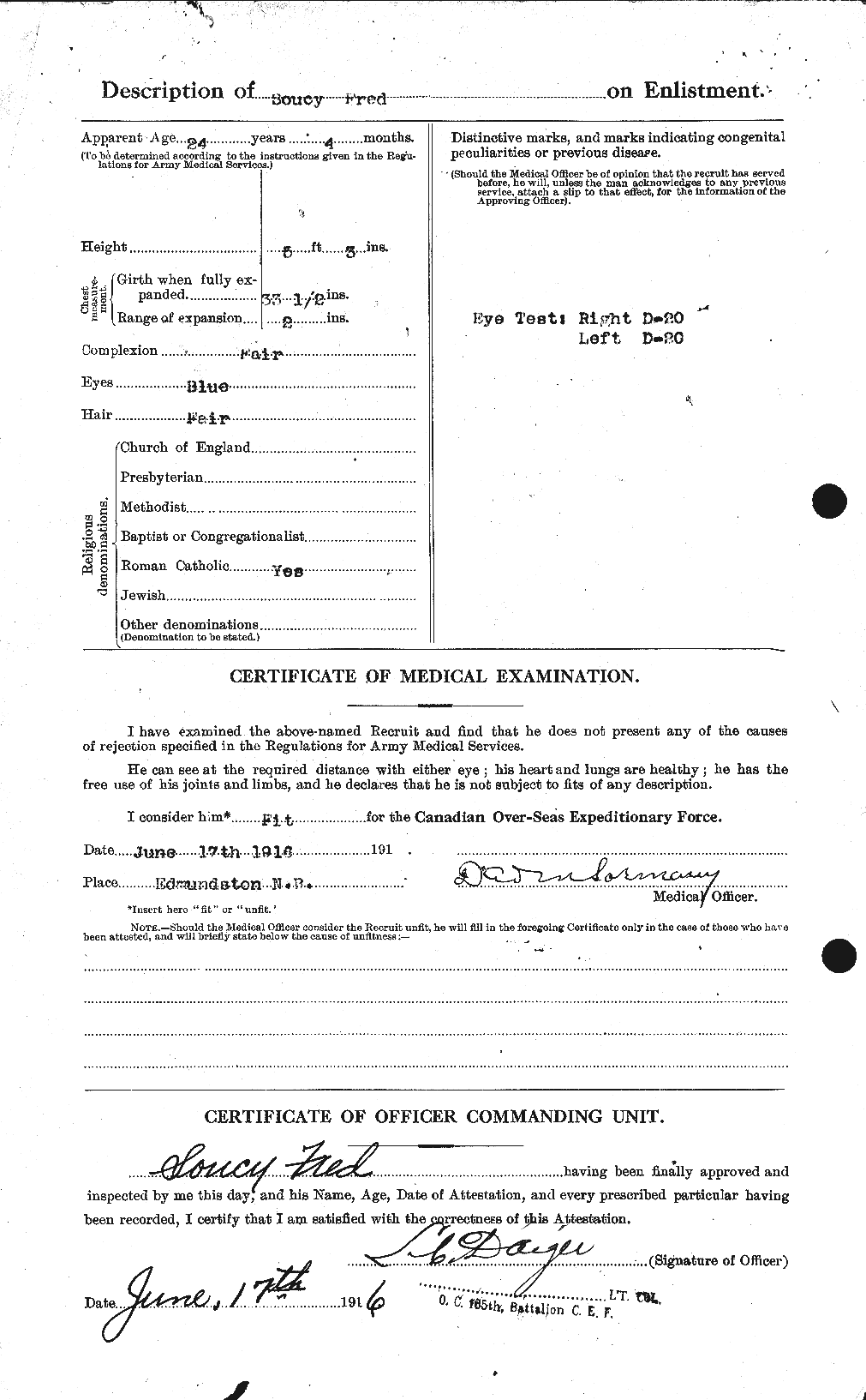 Dossiers du Personnel de la Première Guerre mondiale - CEC 109566b