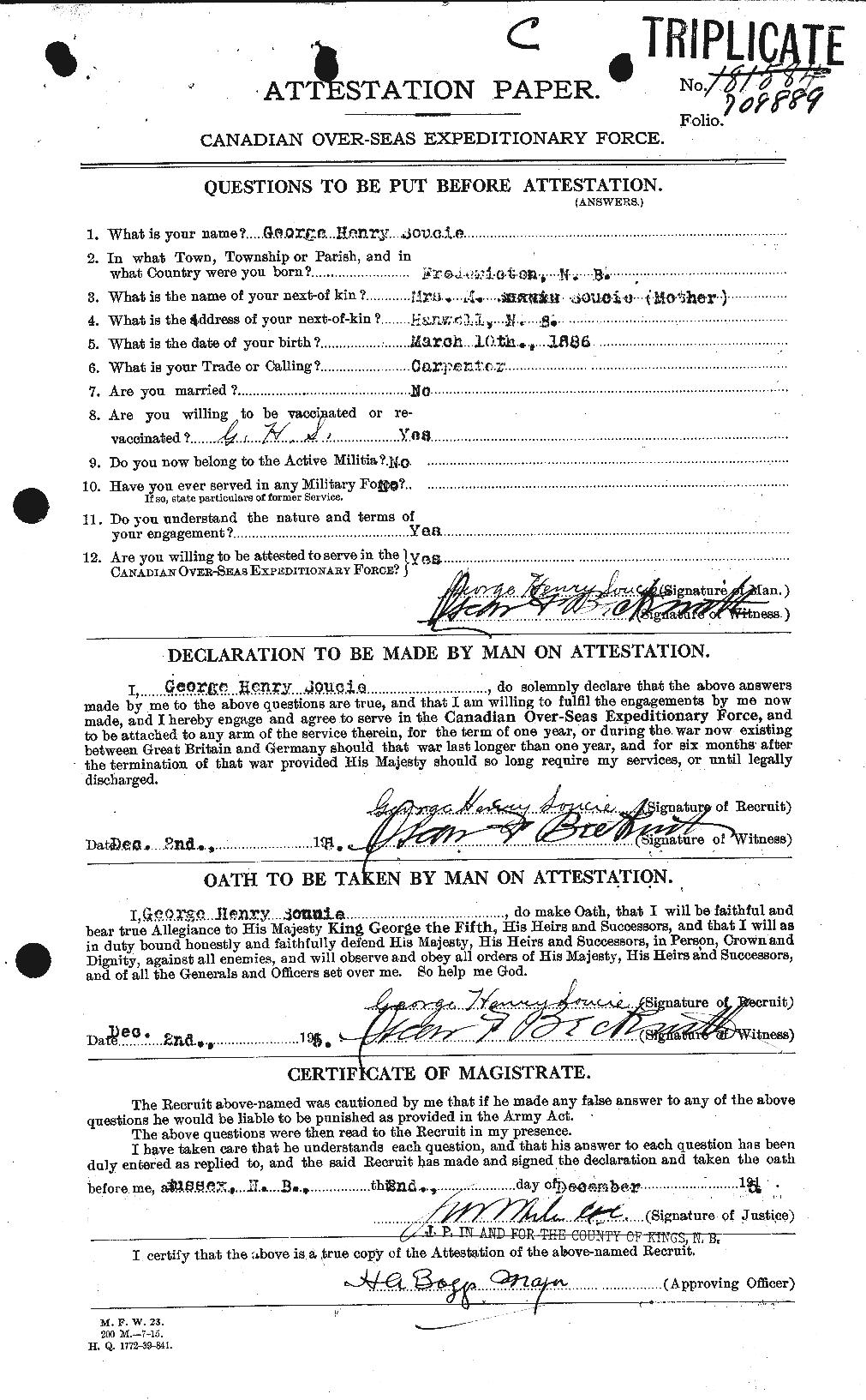 Personnel Records of the First World War - CEF 109600a