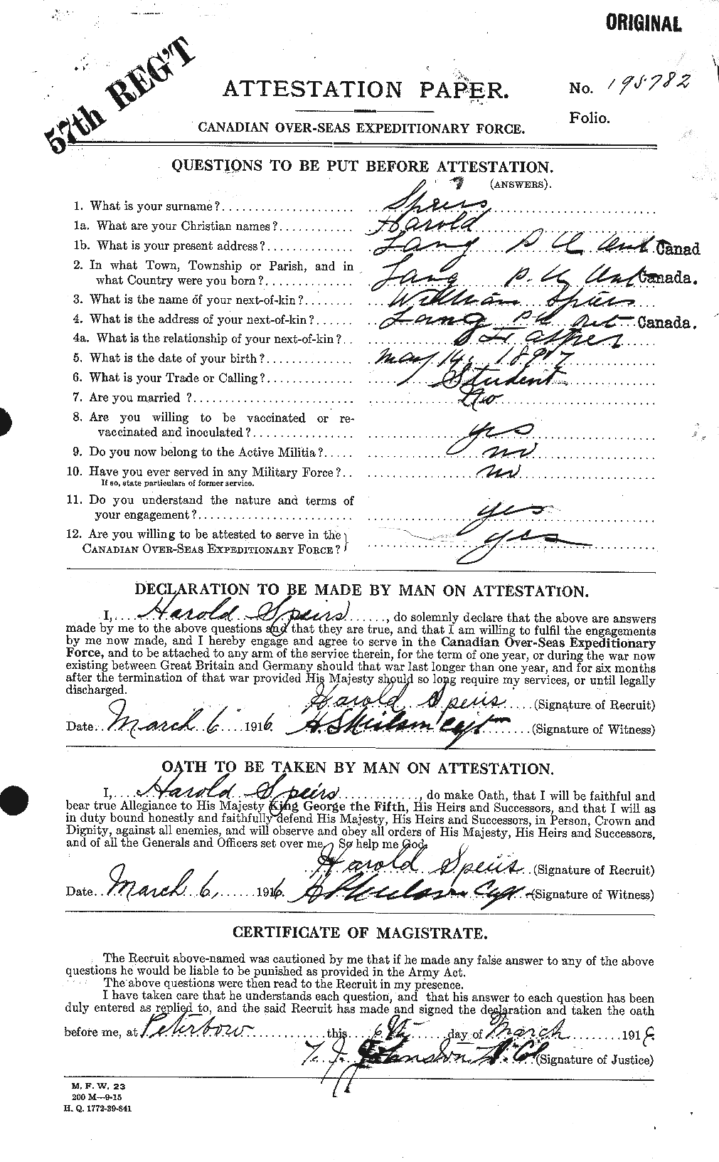 Personnel Records of the First World War - CEF 109933a