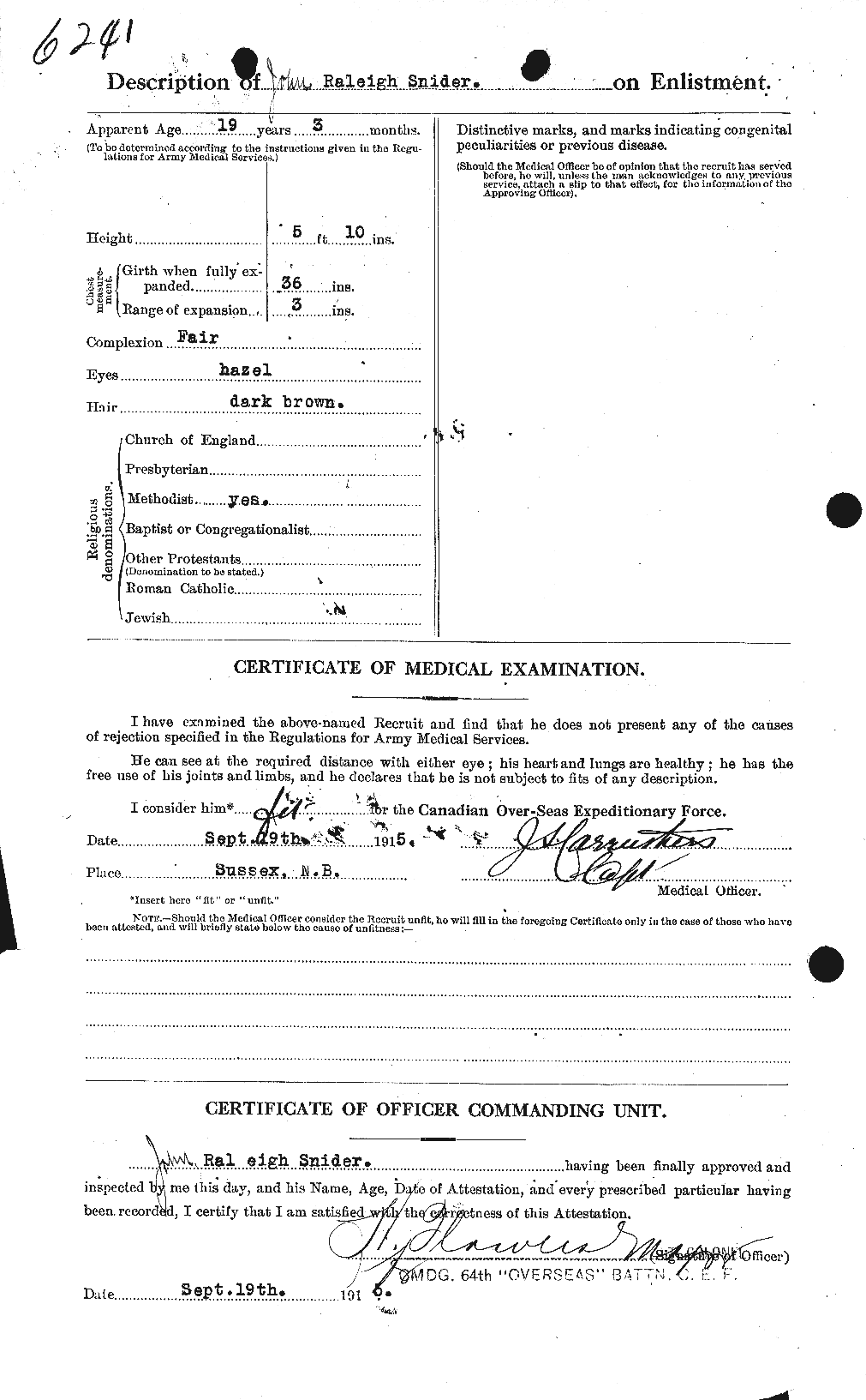 Dossiers du Personnel de la Première Guerre mondiale - CEC 110005b