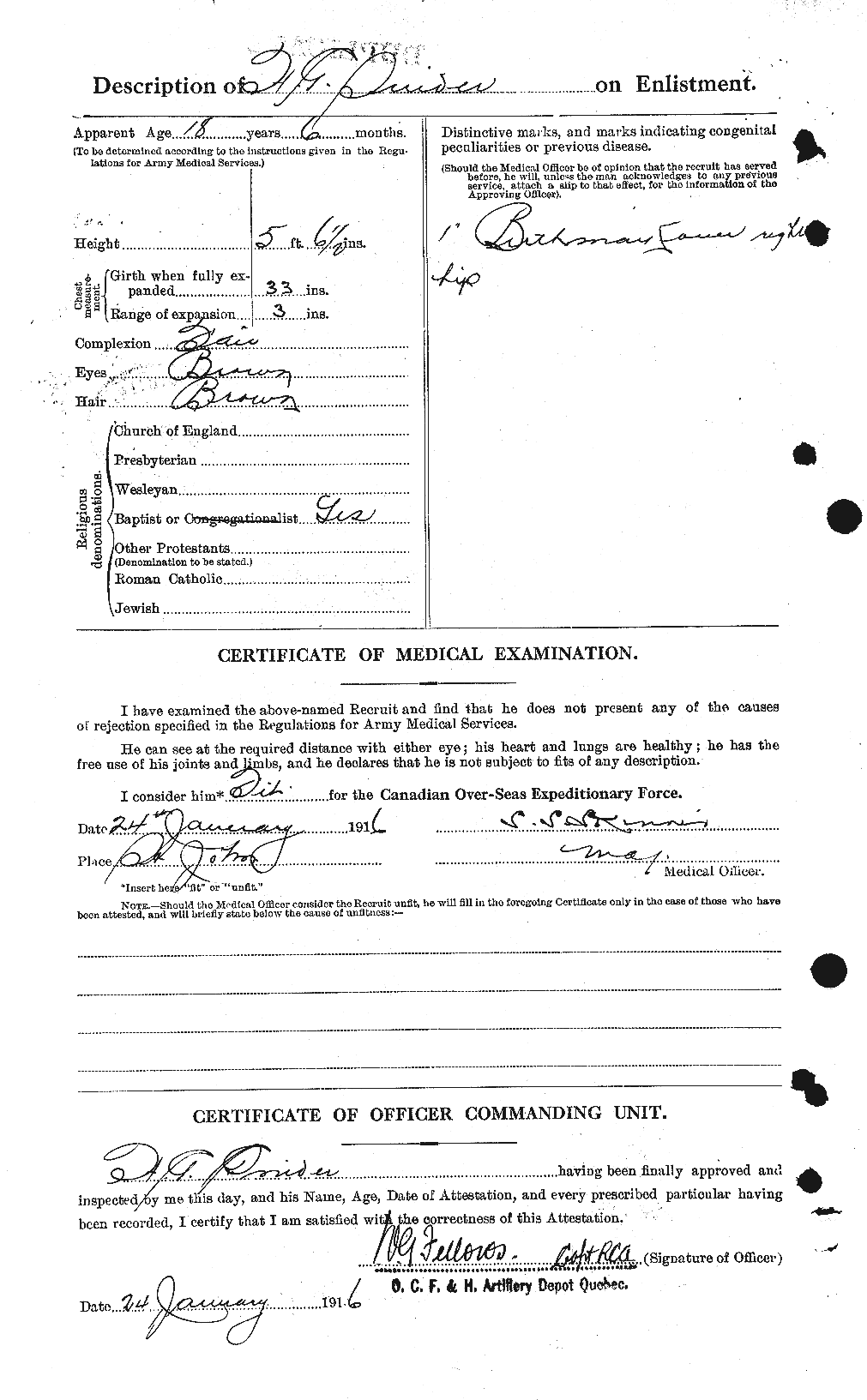 Dossiers du Personnel de la Première Guerre mondiale - CEC 110027b