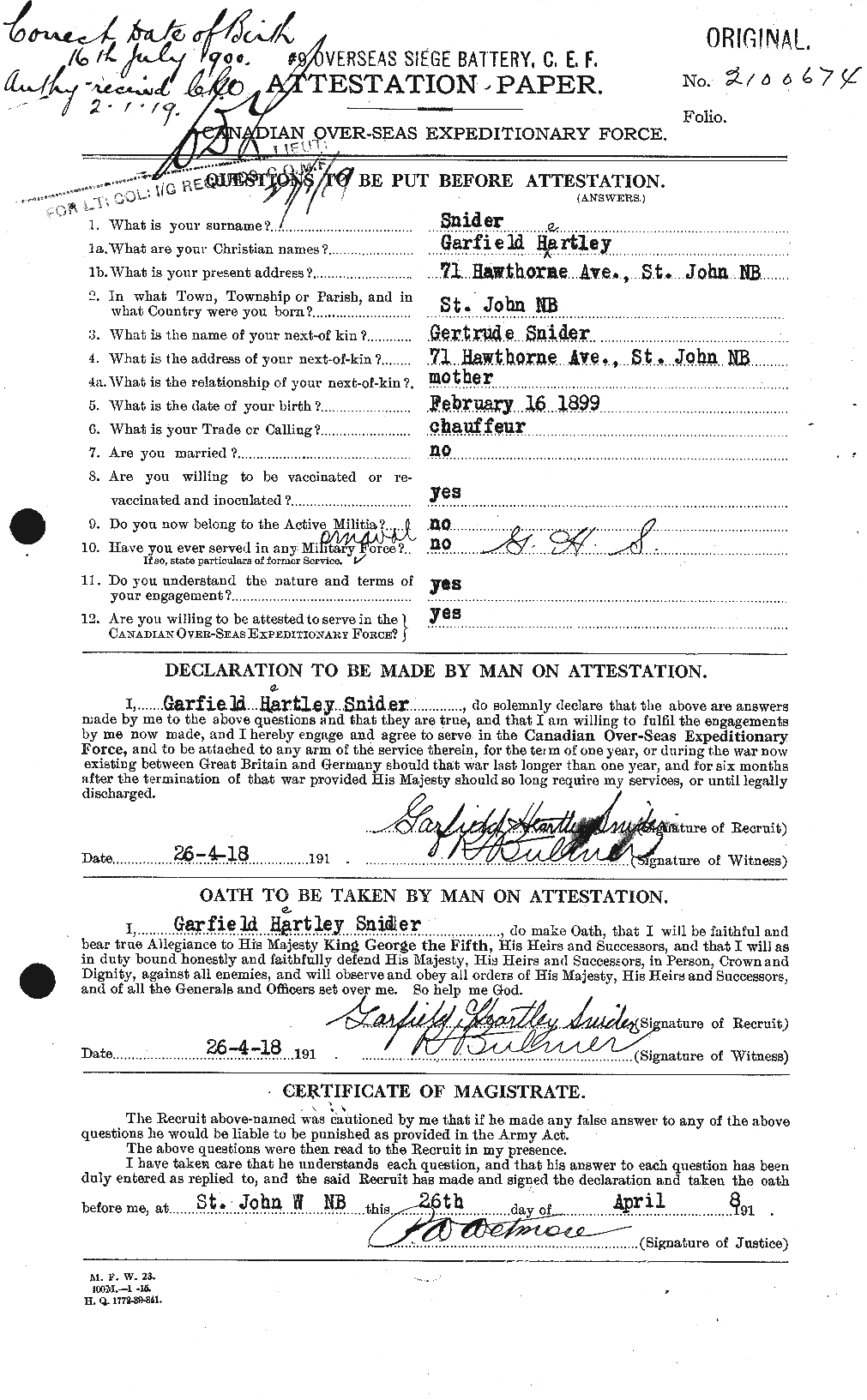 Personnel Records of the First World War - CEF 110039a