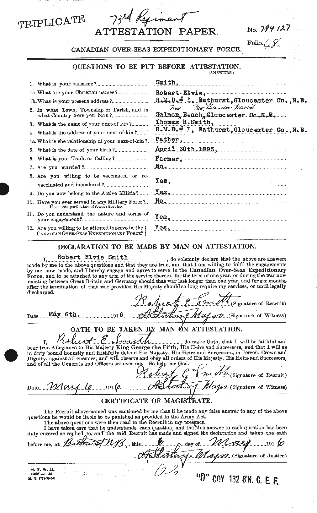 Personnel Records of the First World War - CEF 110134a