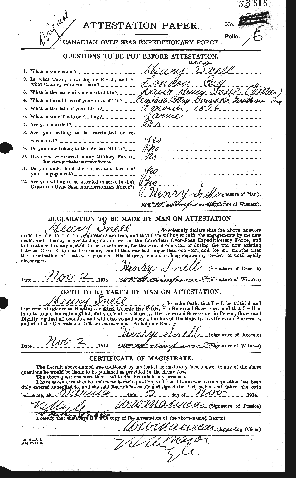 Personnel Records of the First World War - CEF 110778a