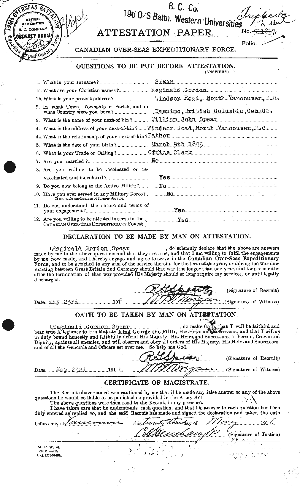 Personnel Records of the First World War - CEF 110827a