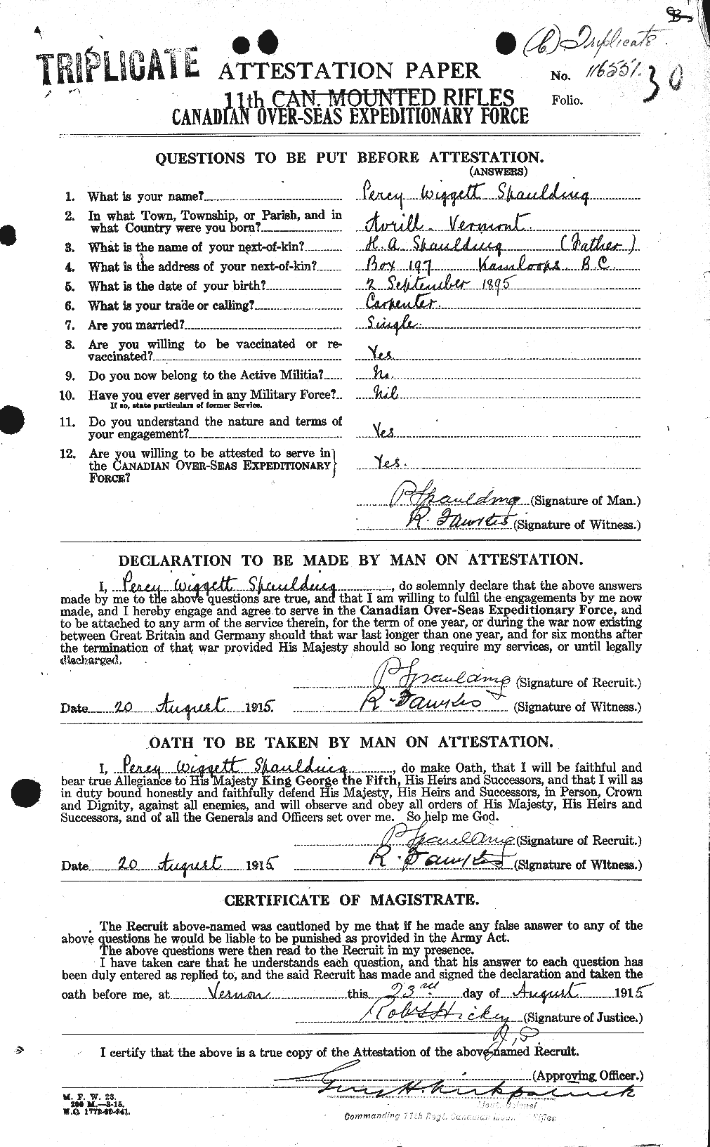 Personnel Records of the First World War - CEF 111251a