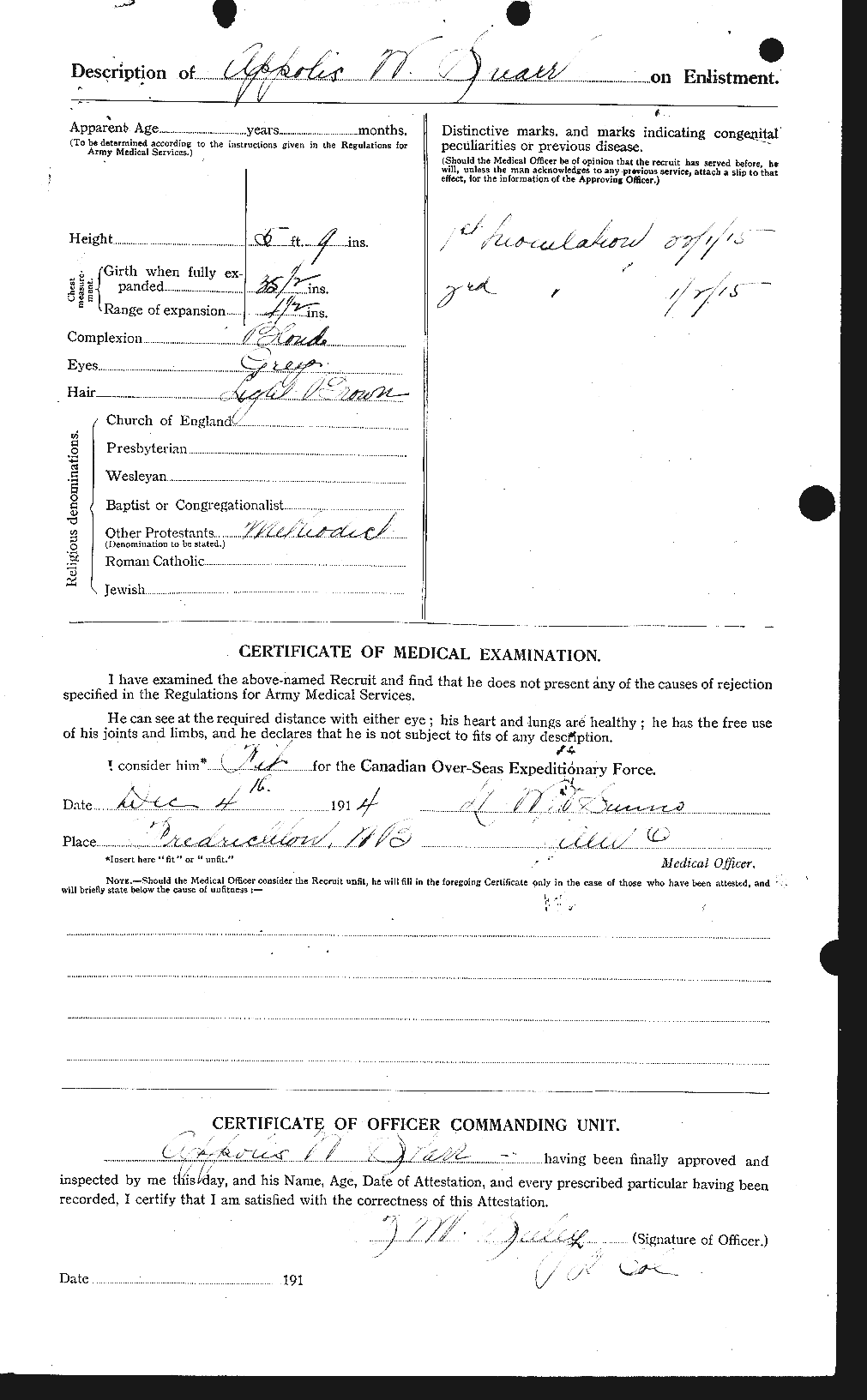 Dossiers du Personnel de la Première Guerre mondiale - CEC 111301b
