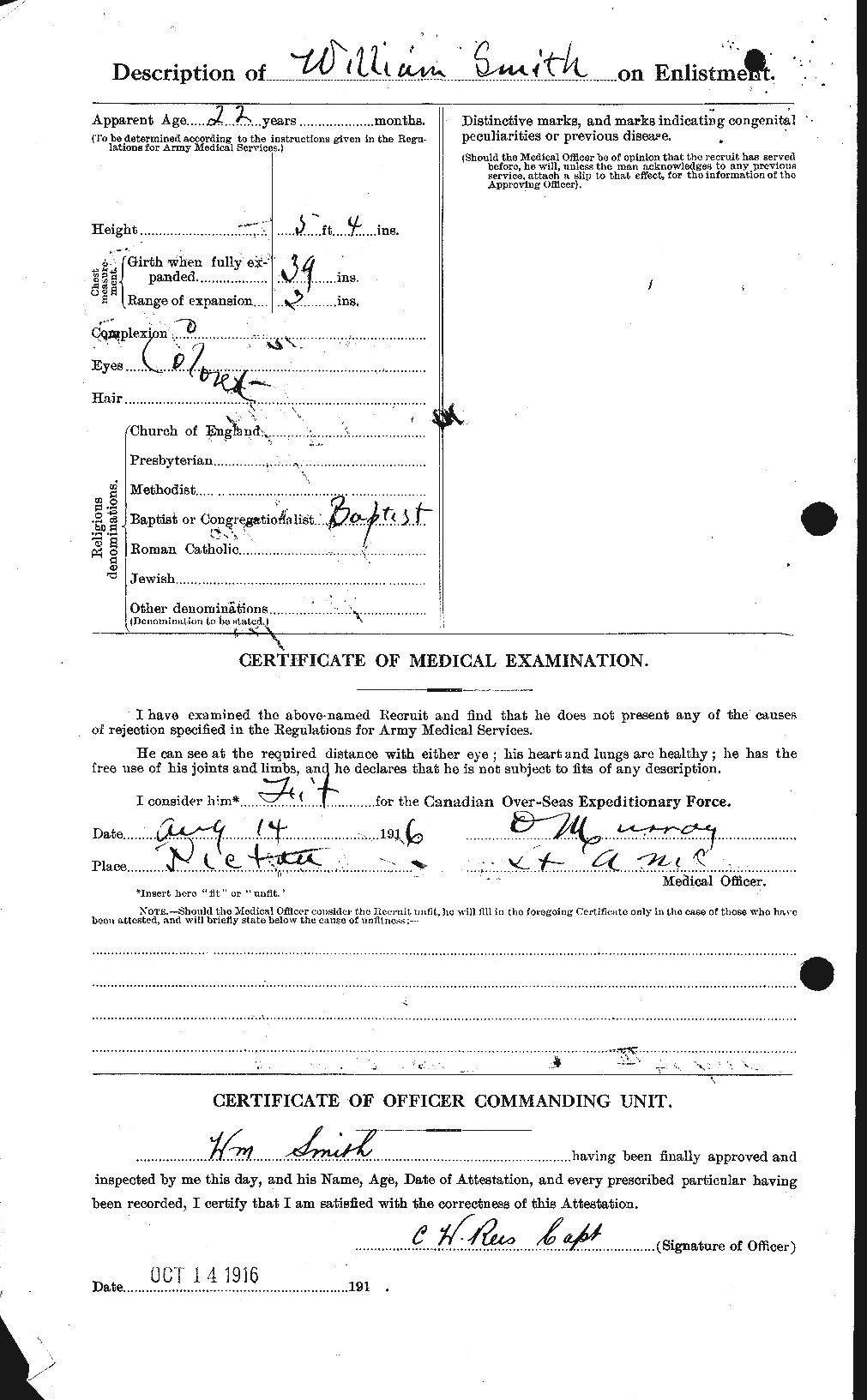 Dossiers du Personnel de la Première Guerre mondiale - CEC 111332b