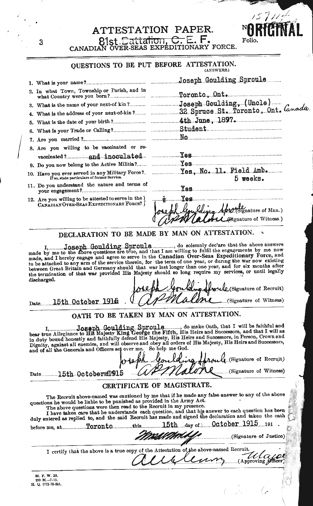 Personnel Records of the First World War - CEF 111920a