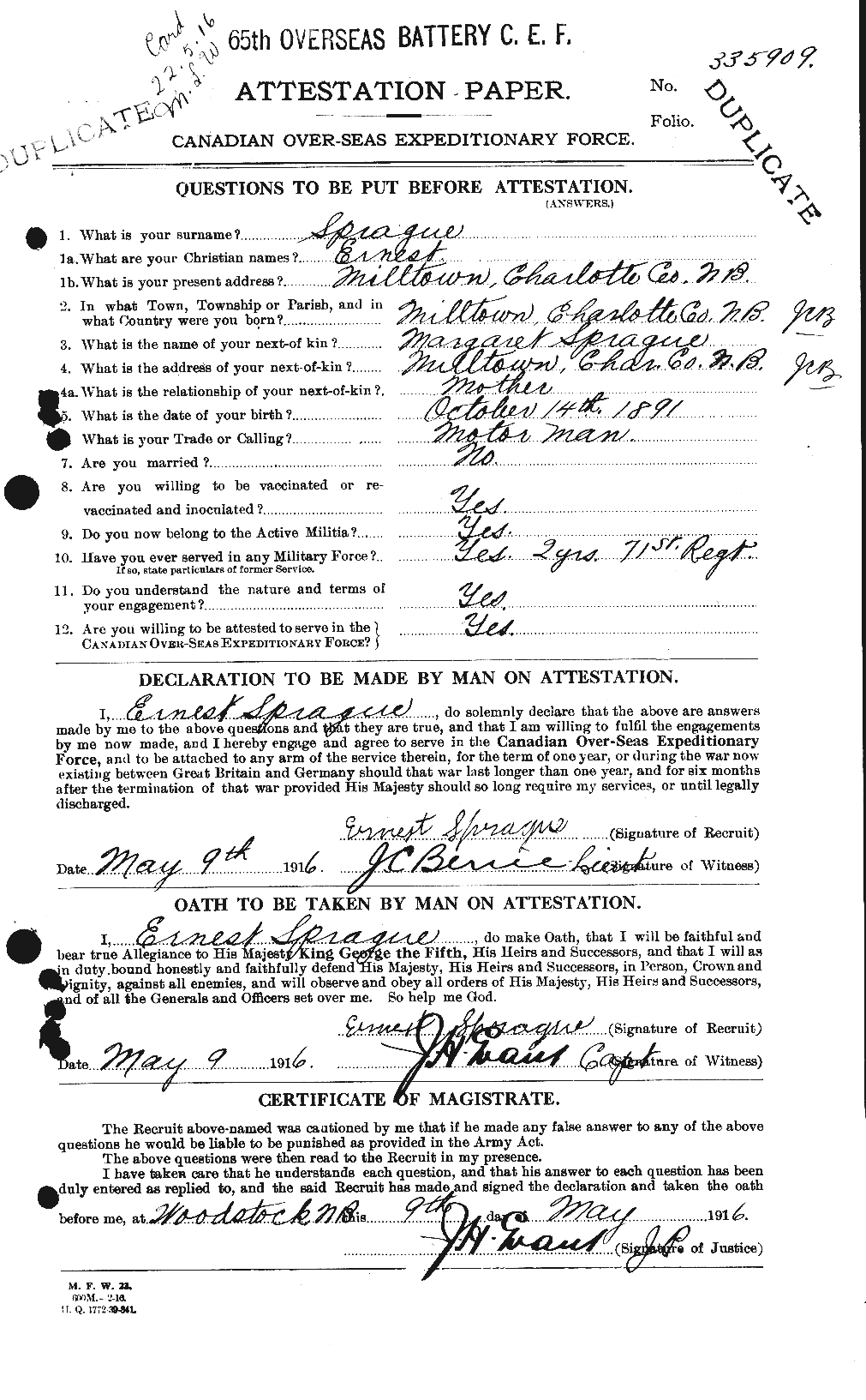 Personnel Records of the First World War - CEF 113139a