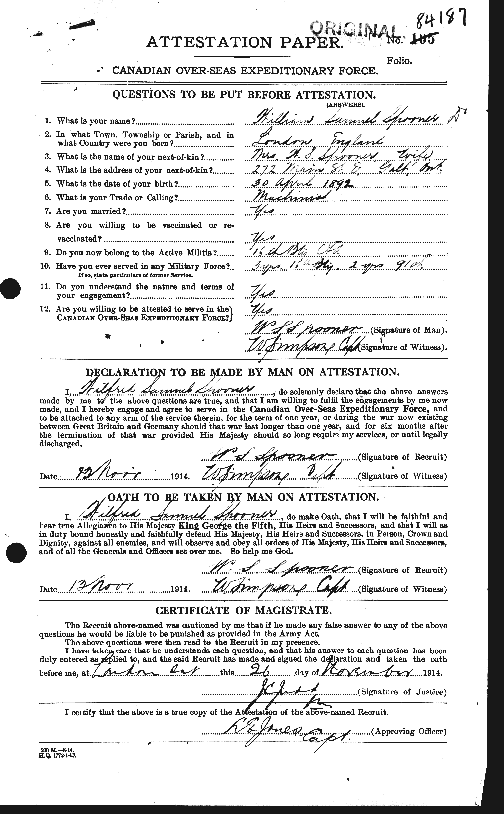 Personnel Records of the First World War - CEF 113229a
