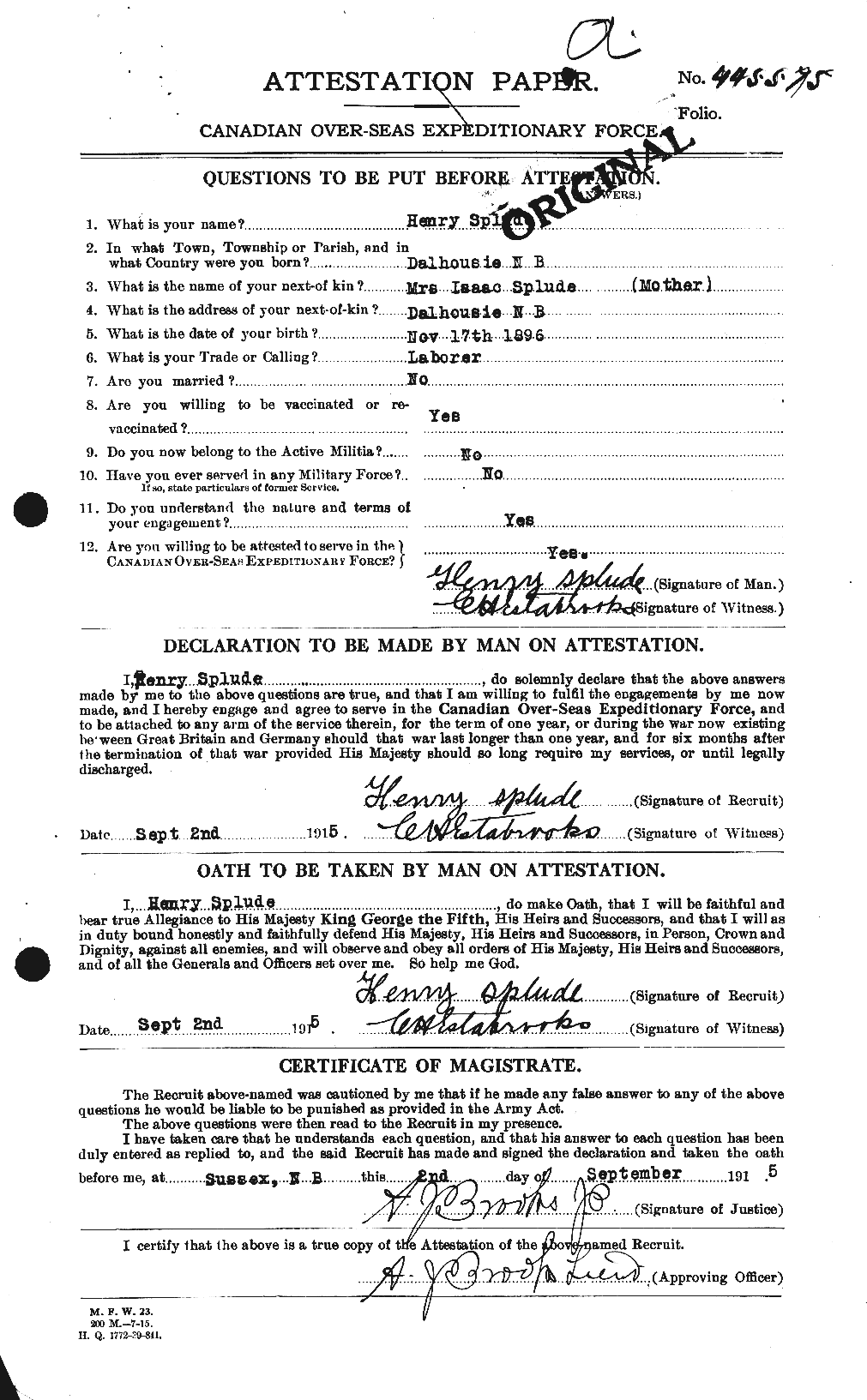 Personnel Records of the First World War - CEF 113684a
