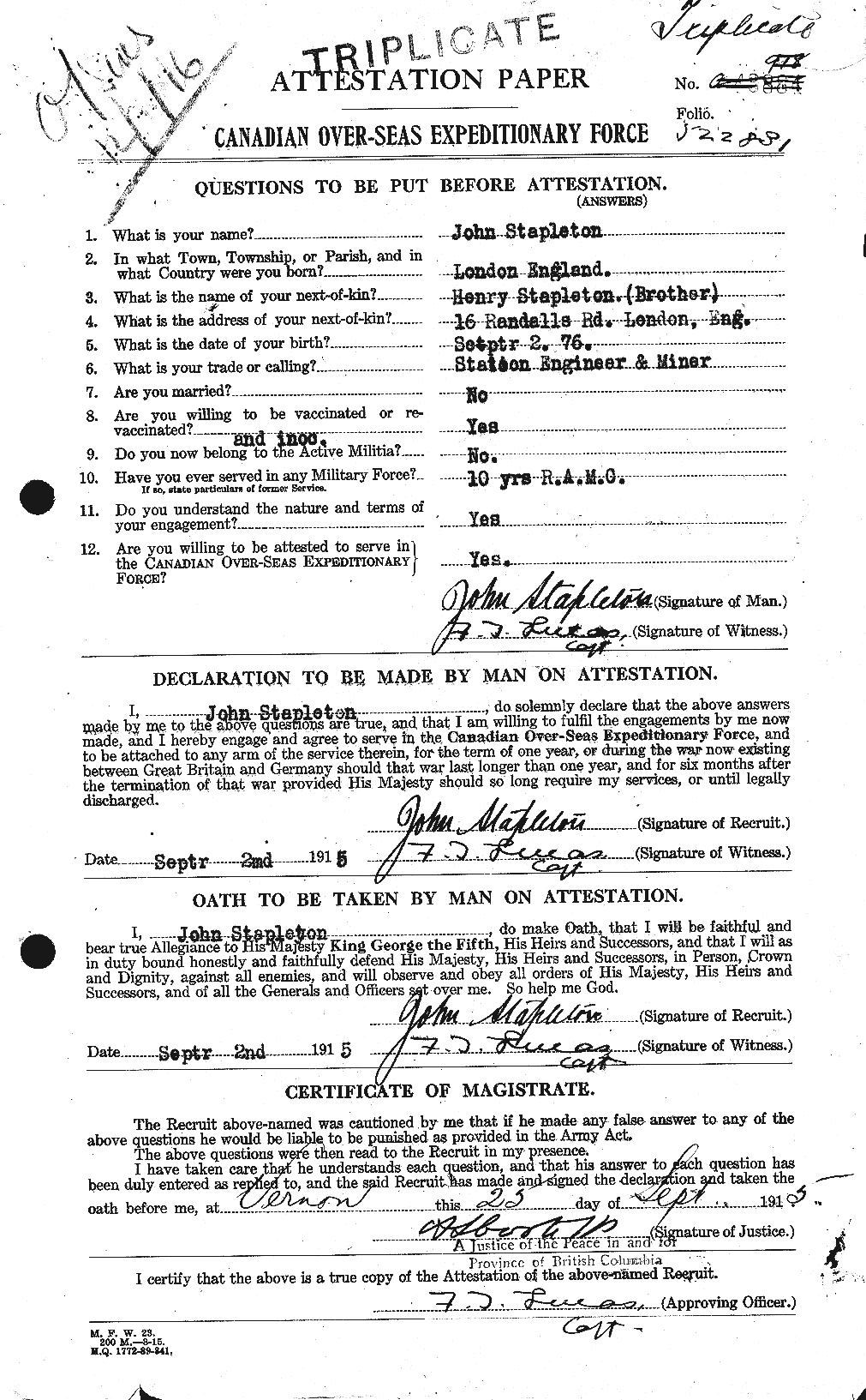 Personnel Records of the First World War - CEF 113821a