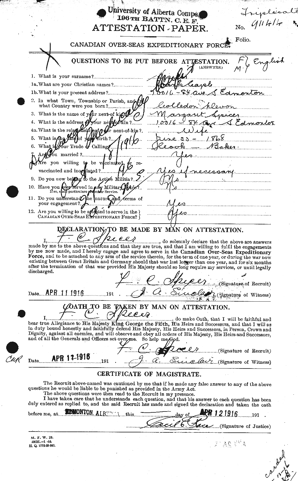 Personnel Records of the First World War - CEF 113896a
