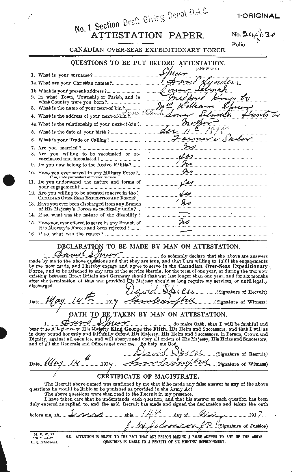 Personnel Records of the First World War - CEF 113905a