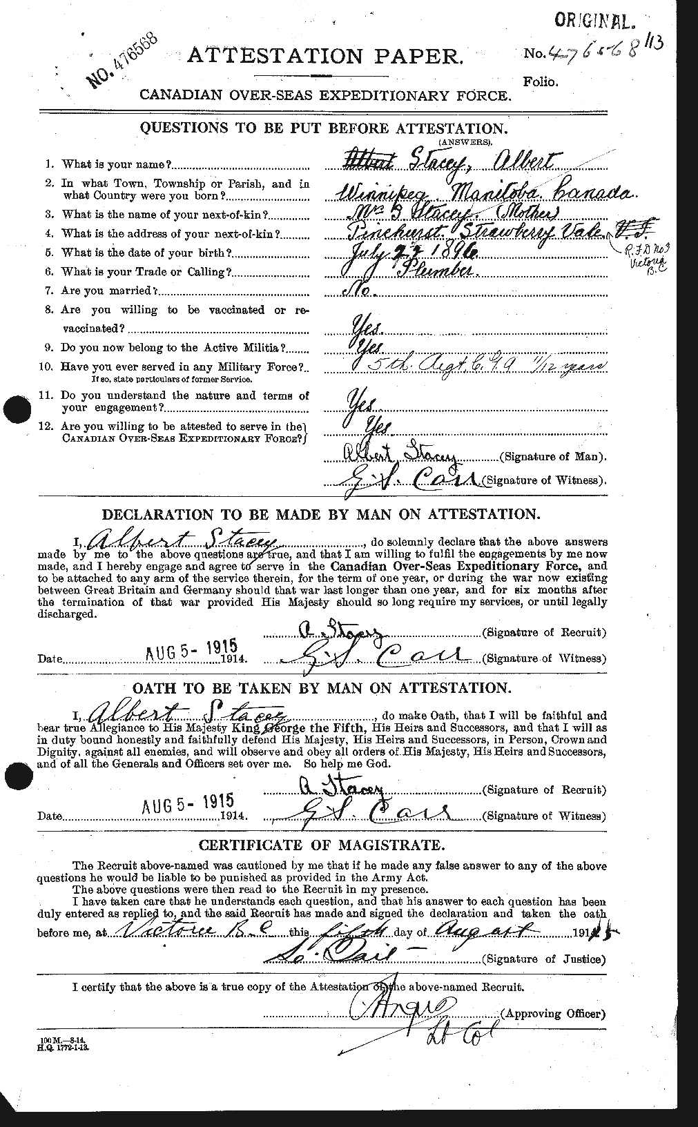 Personnel Records of the First World War - CEF 114073a