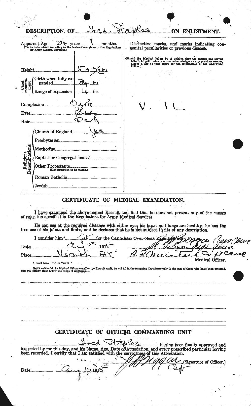 Dossiers du Personnel de la Première Guerre mondiale - CEC 114183b