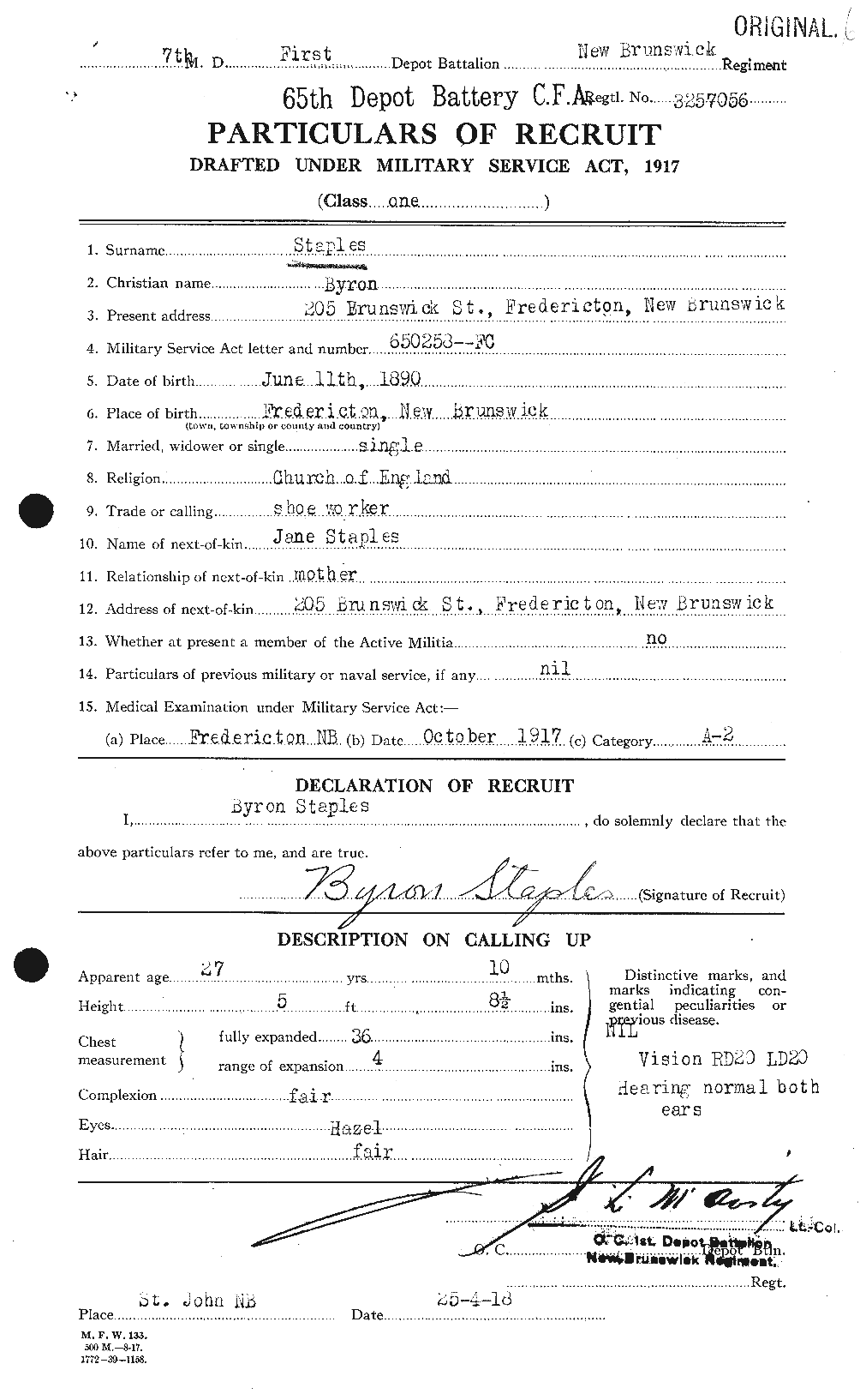 Personnel Records of the First World War - CEF 114199a