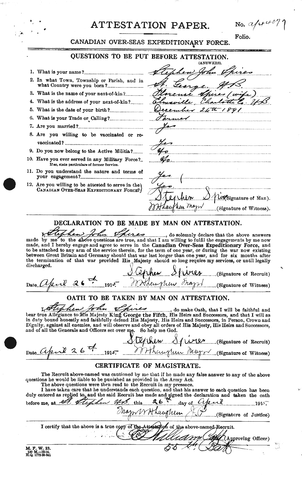 Personnel Records of the First World War - CEF 114393a