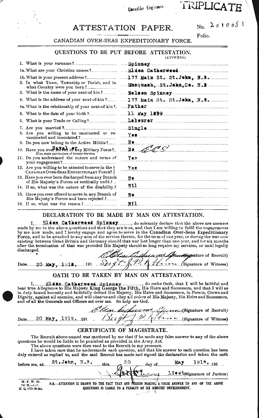 Personnel Records of the First World War - CEF 114423a