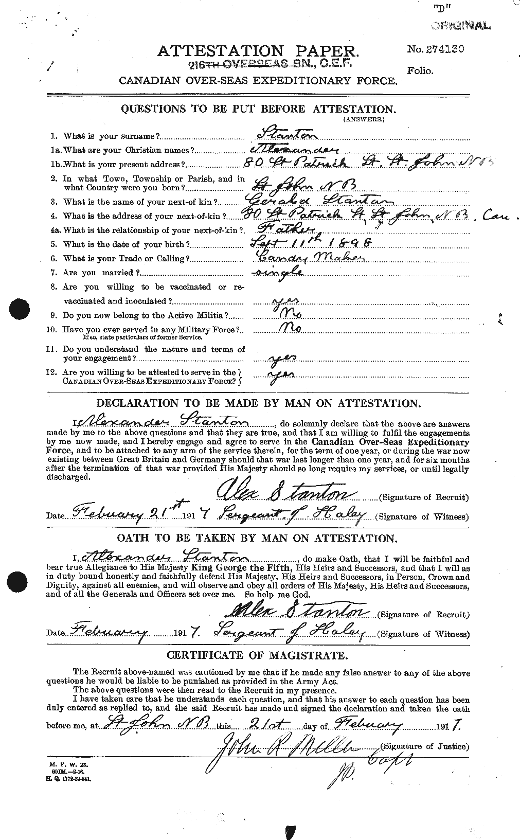 Personnel Records of the First World War - CEF 114558a