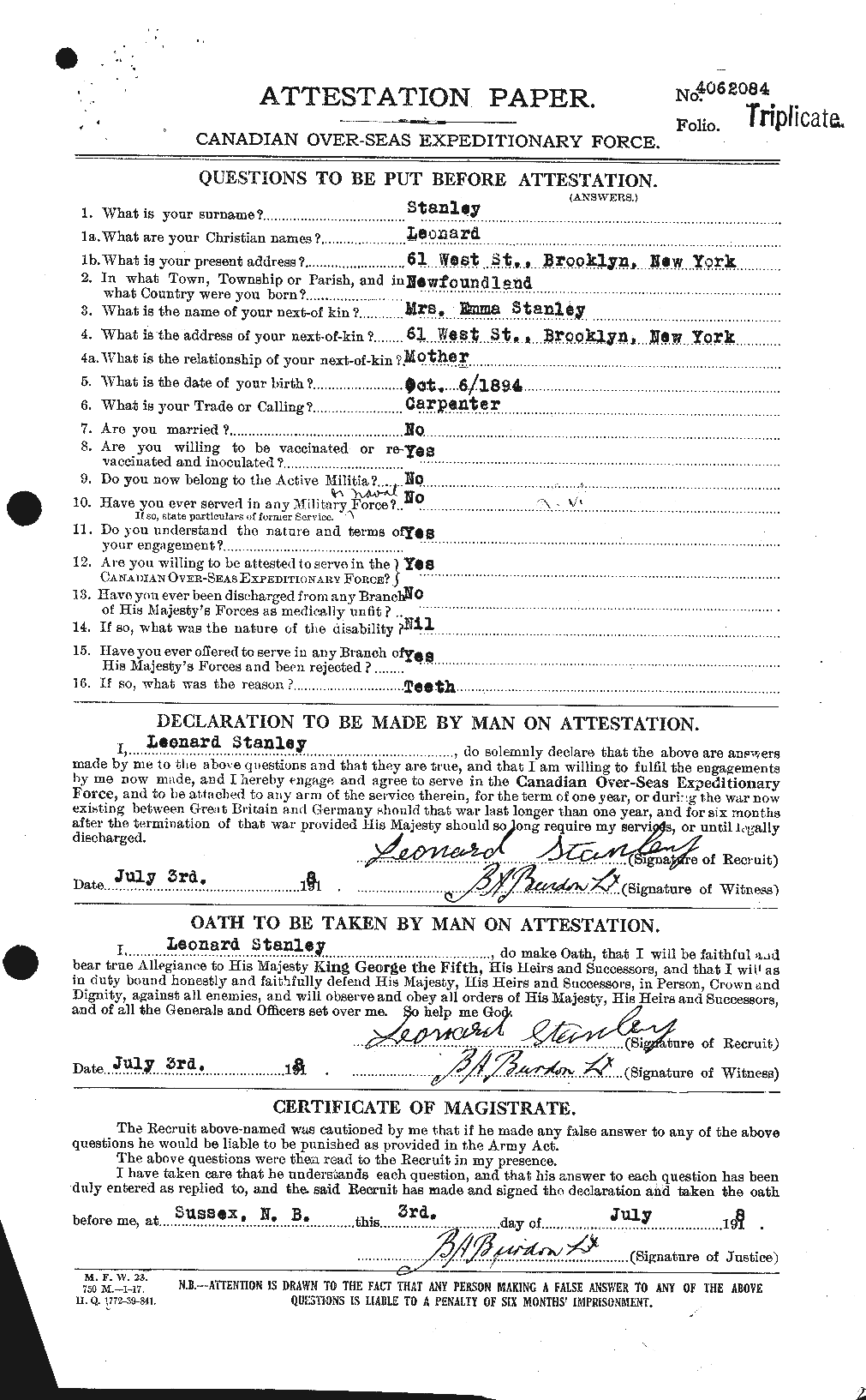 Personnel Records of the First World War - CEF 114940a