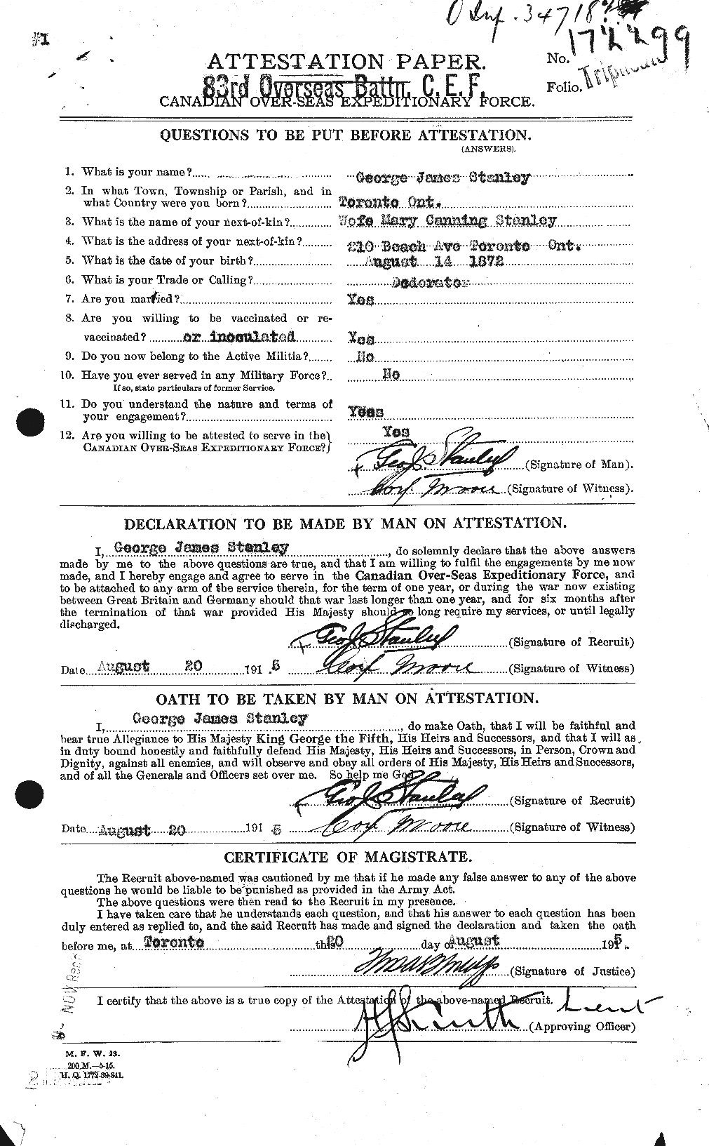 Personnel Records of the First World War - CEF 115107a